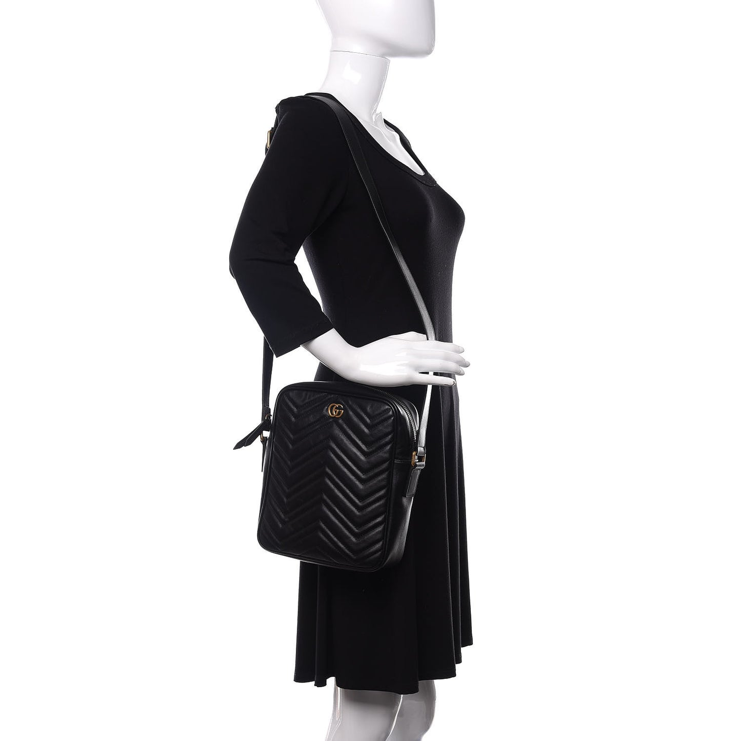 Calfskin Matelasse GG Marmont Travel Bag Black