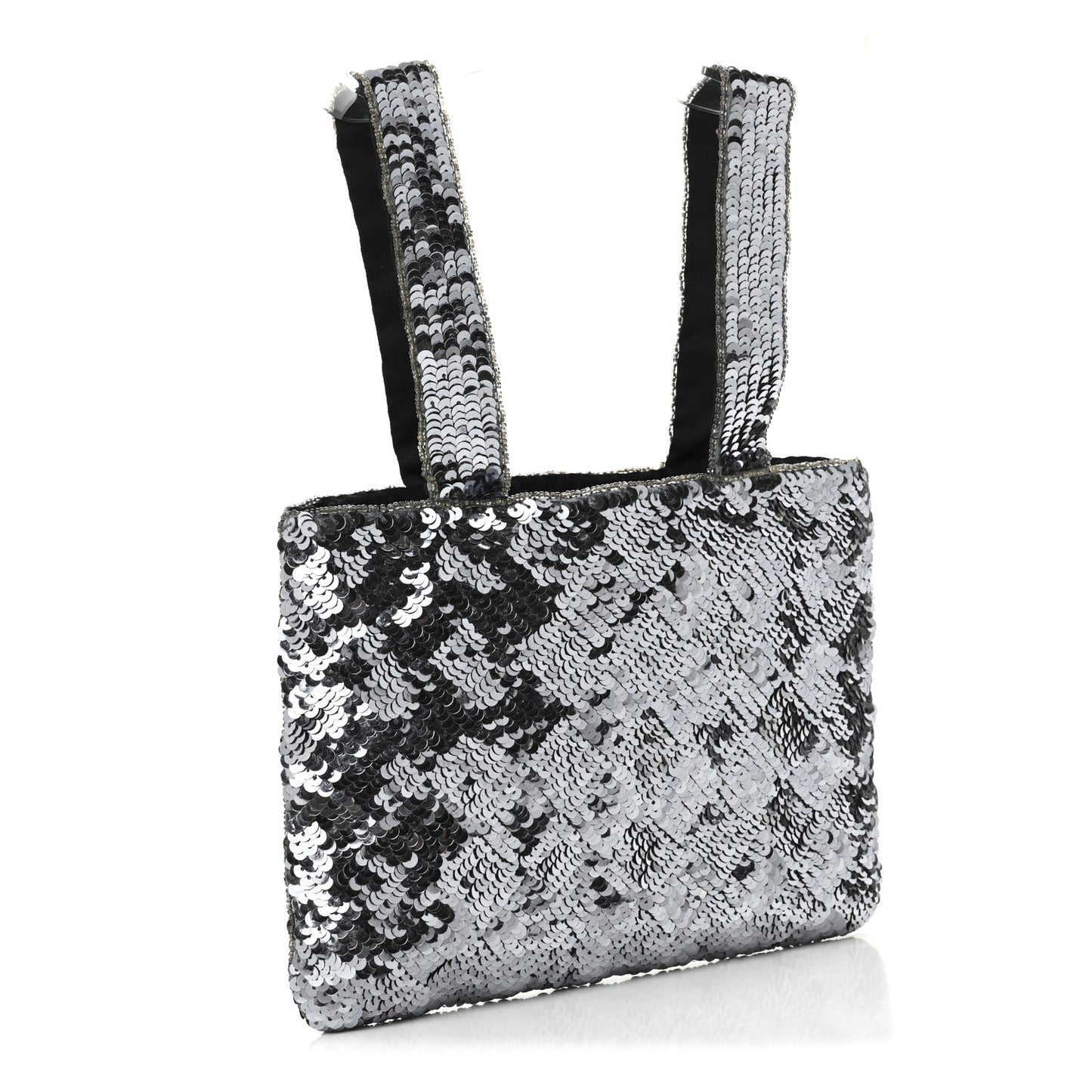 Satin Sequin Mini Tote Blue