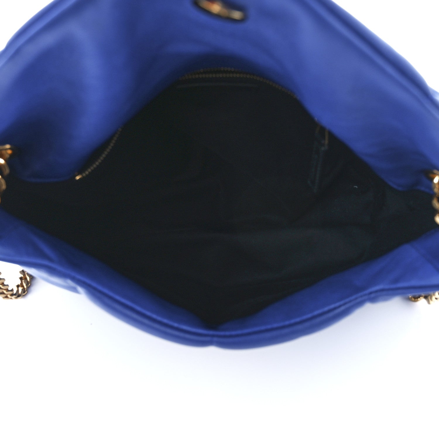 Saint Laurent Lambskin Quilted Medium Loulou Puffer Monogram Chain Satchel Majorele Blue 5 of 12