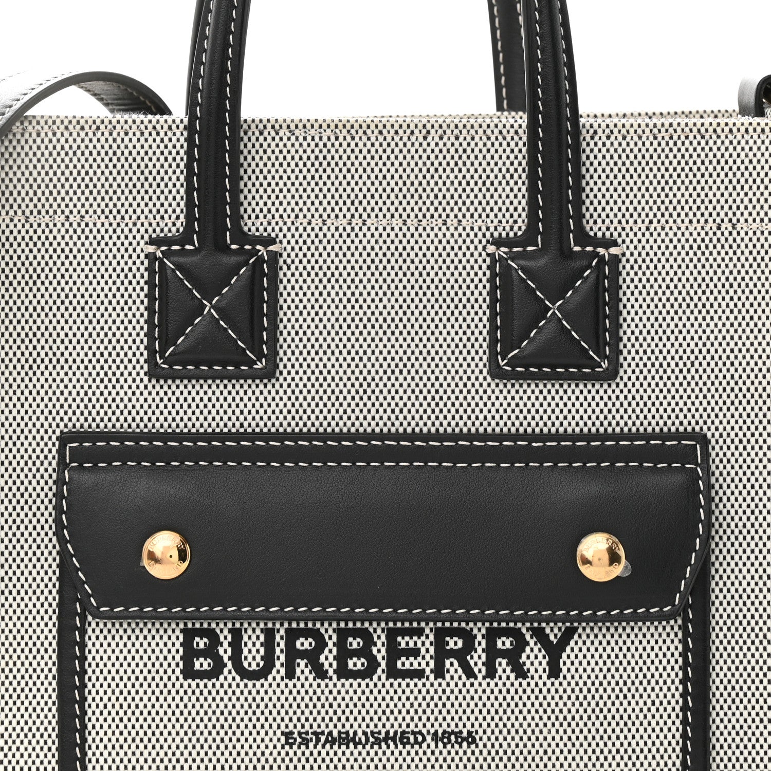 Burberry Canvas Smooth Calfskin Mini Two Tone Freya Tote Black 6 of 8