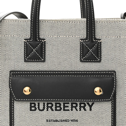 Burberry Canvas Smooth Calfskin Mini Two Tone Freya Tote Black 6 of 8
