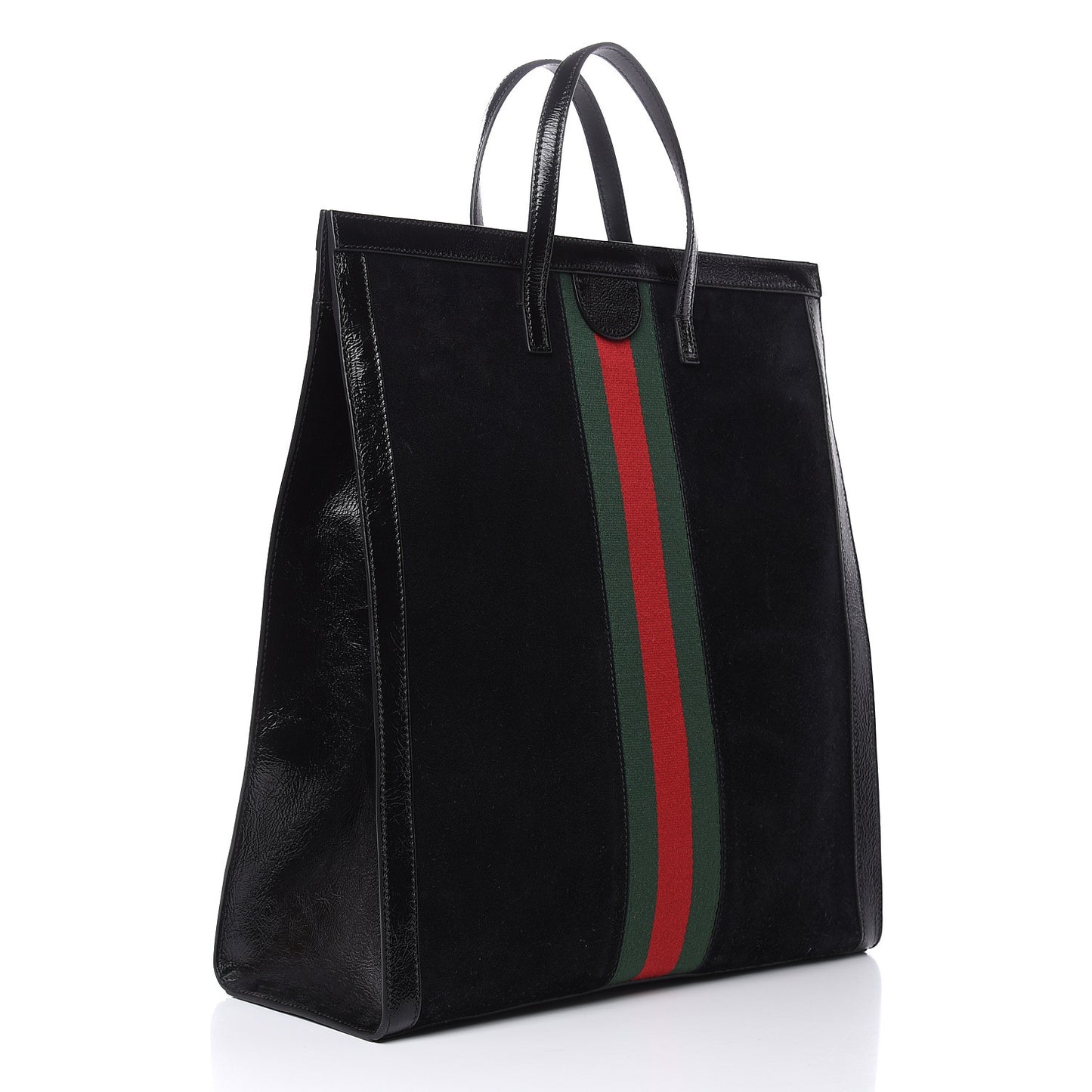 Suede Web Ophidia Vertical Tote Black