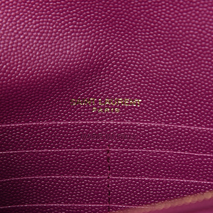 Saint Laurent Grain De Poudre Matelasse Chevron Monogram Envelope Chain Wallet Dark Grape 6 of 10