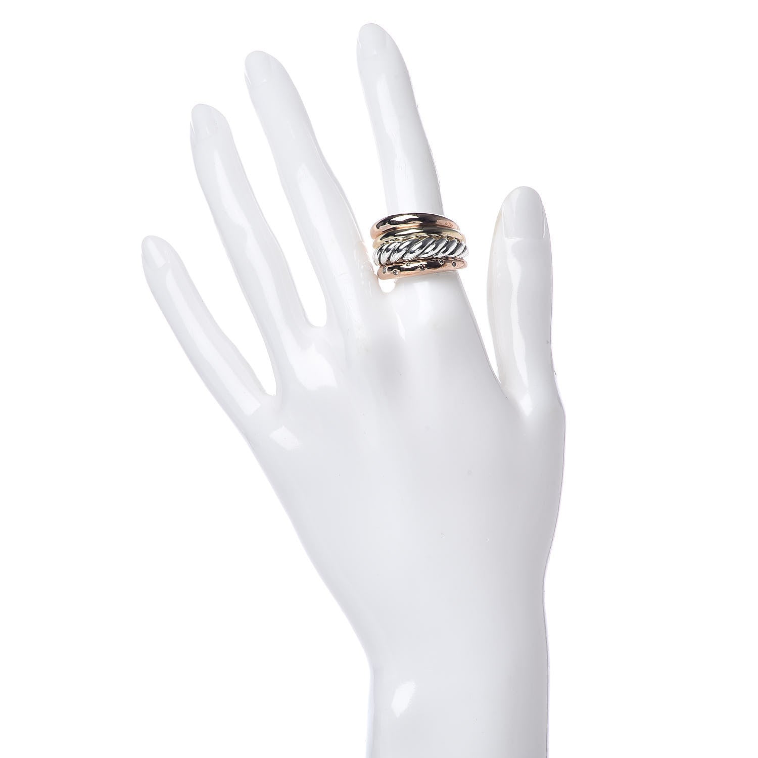 David Yurman Sterling Silver Bronze Brown Diamond Pure Form Mixed Metal Ring 52 6 2 of 5