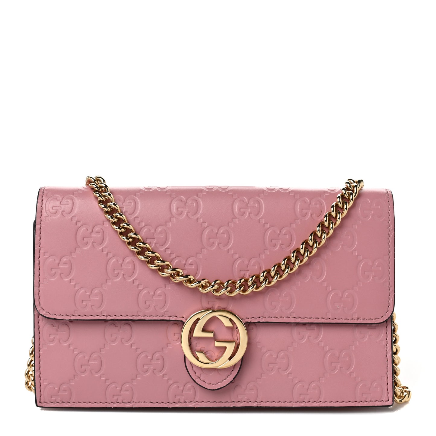 Guccissima Icon Chain Wallet Carmine Rose