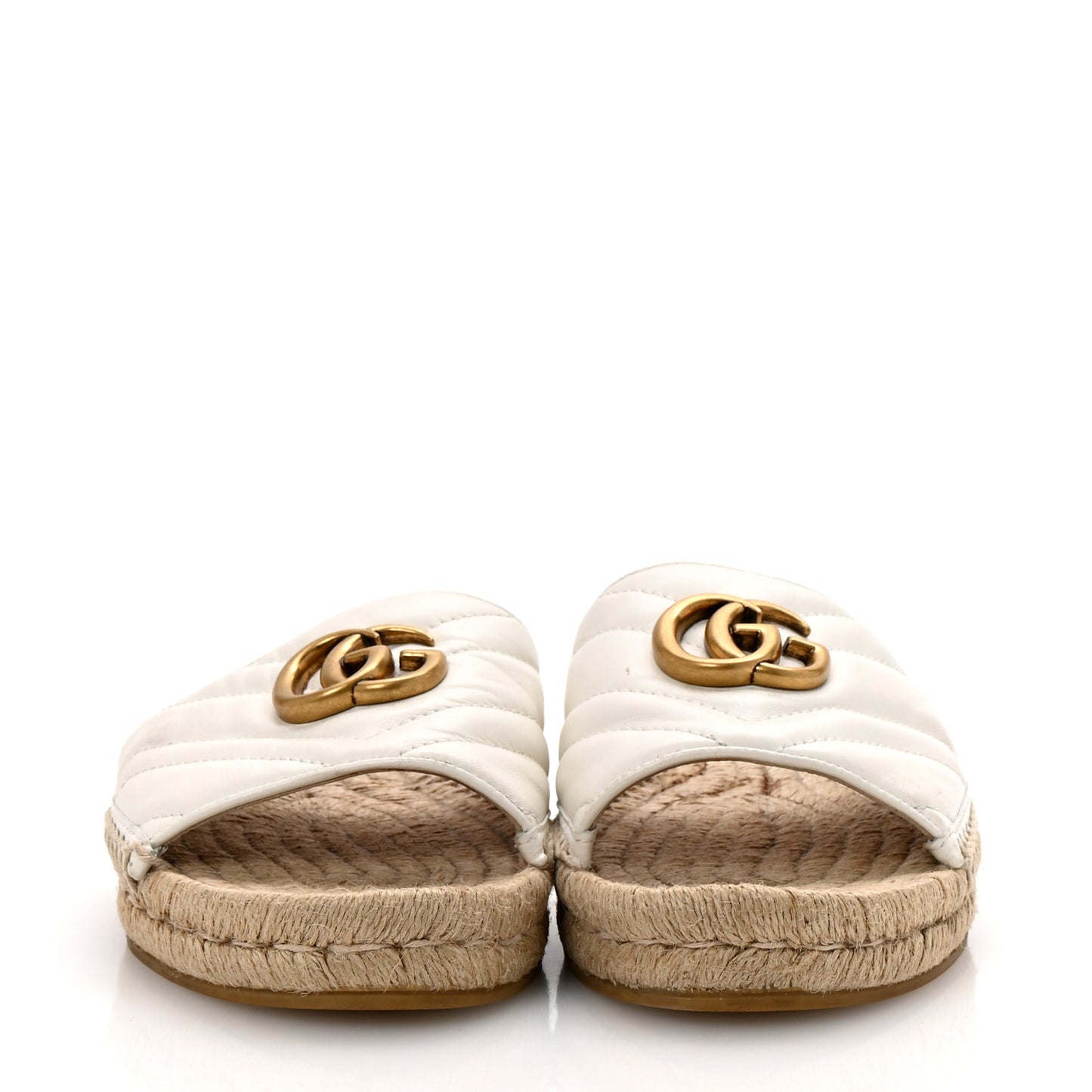 Nappa Matelasse GG Marmont Espadrille Slide Sandals 36.5 Great White