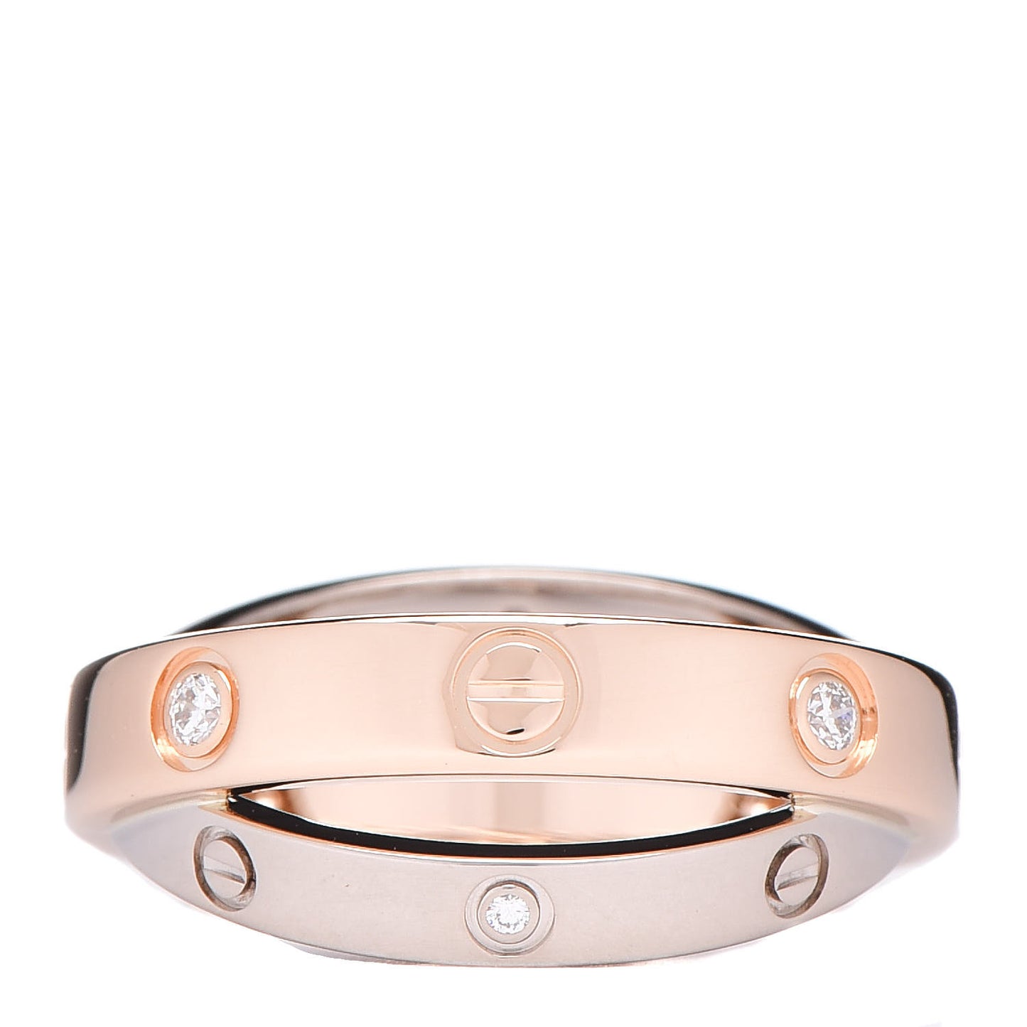 18K Pink White Gold 6 Diamonds LOVE Ring 46 3.75