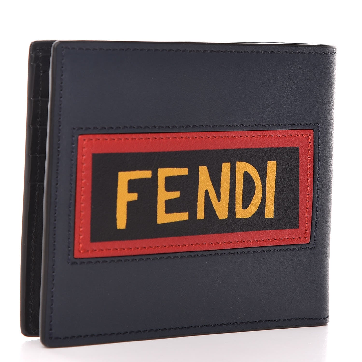 Fendi Vitello Century Vocabulary Blue Bi-Fold Wallet Blue Lavagna 3 of 8