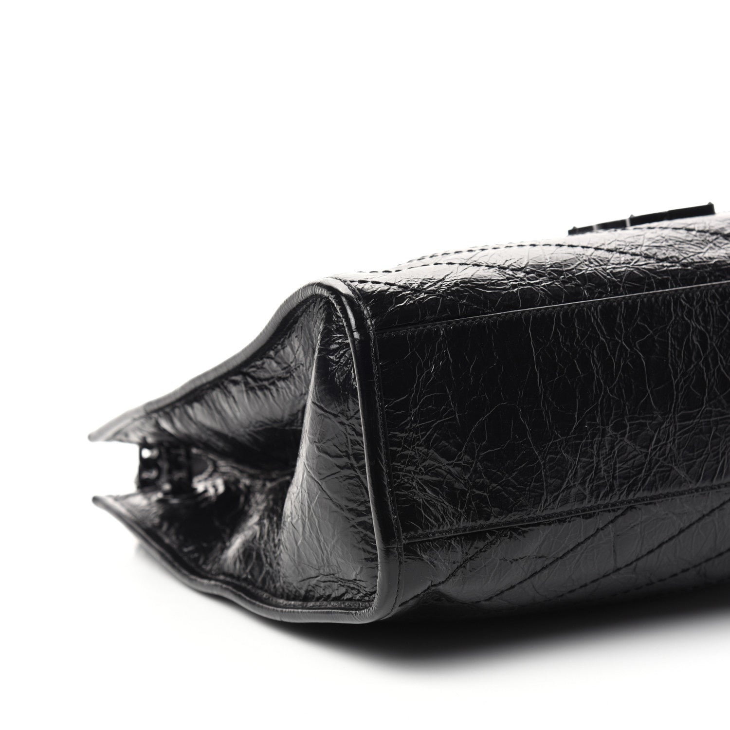 Saint Laurent Crinkled Calfskin Matelasse Monogram Medium Niki Shopper Tote Black 7 of 9