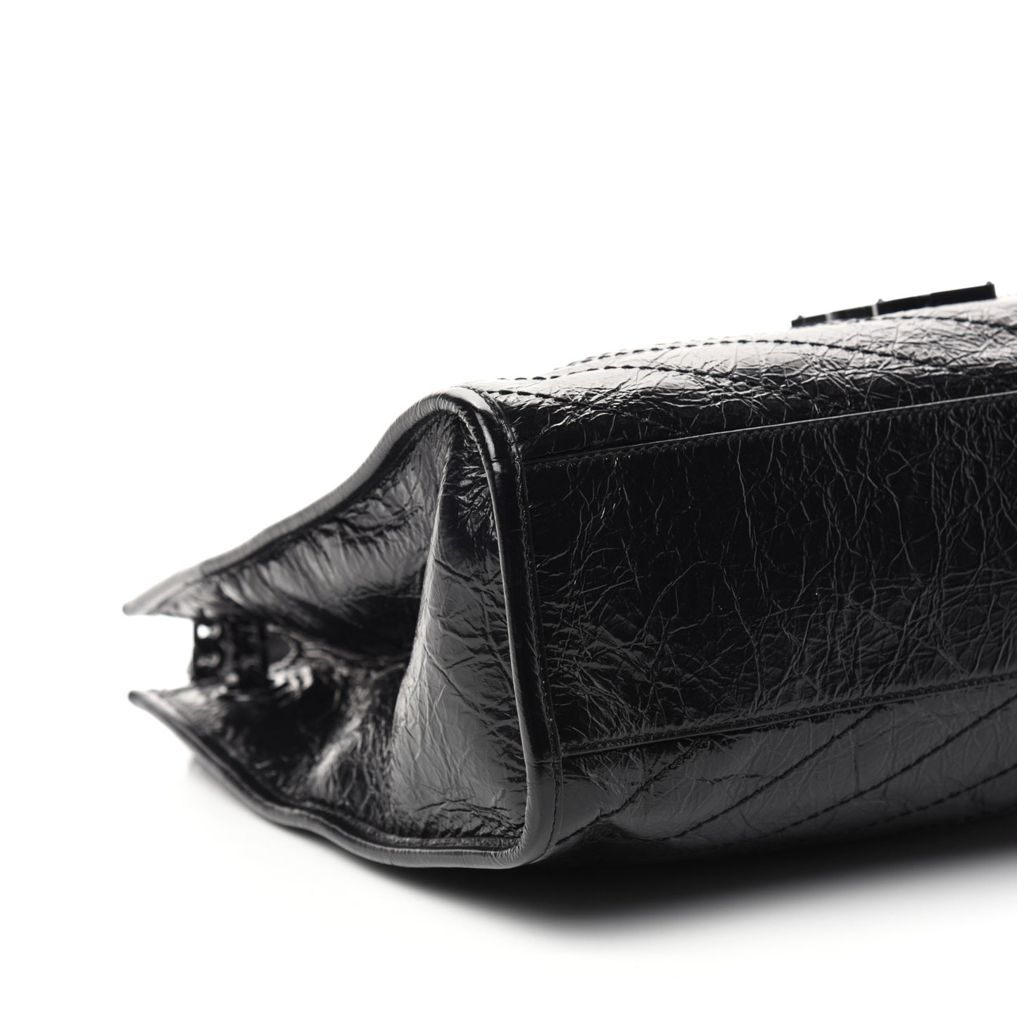 Crinkled Calfskin Matelasse Monogram Medium Niki Shopper Tote Black