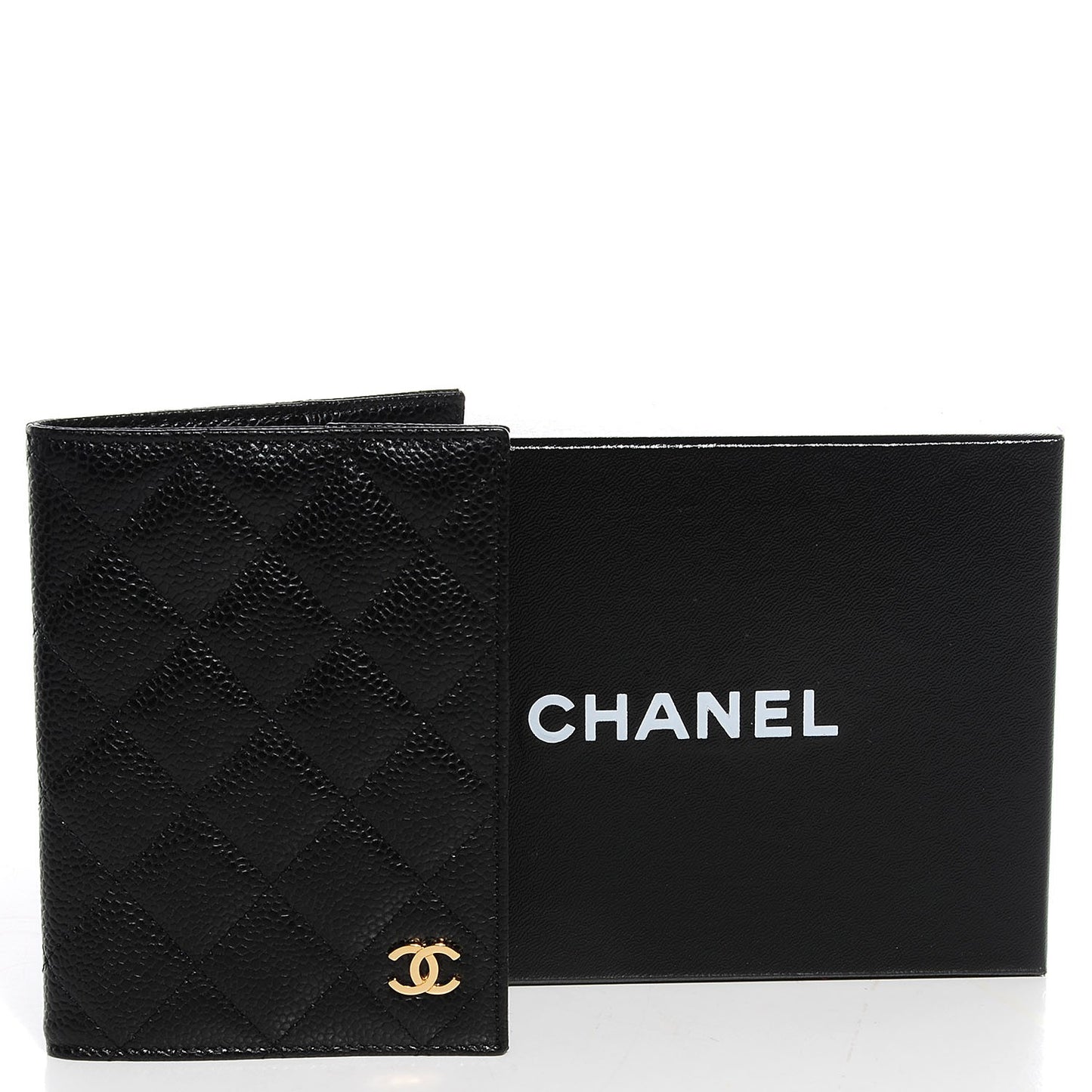 Caviar Quilted Passport Holder Black