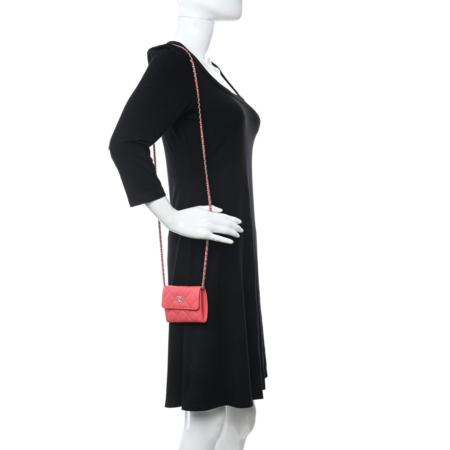 Lambskin Quilted Clutch With Chain Pink