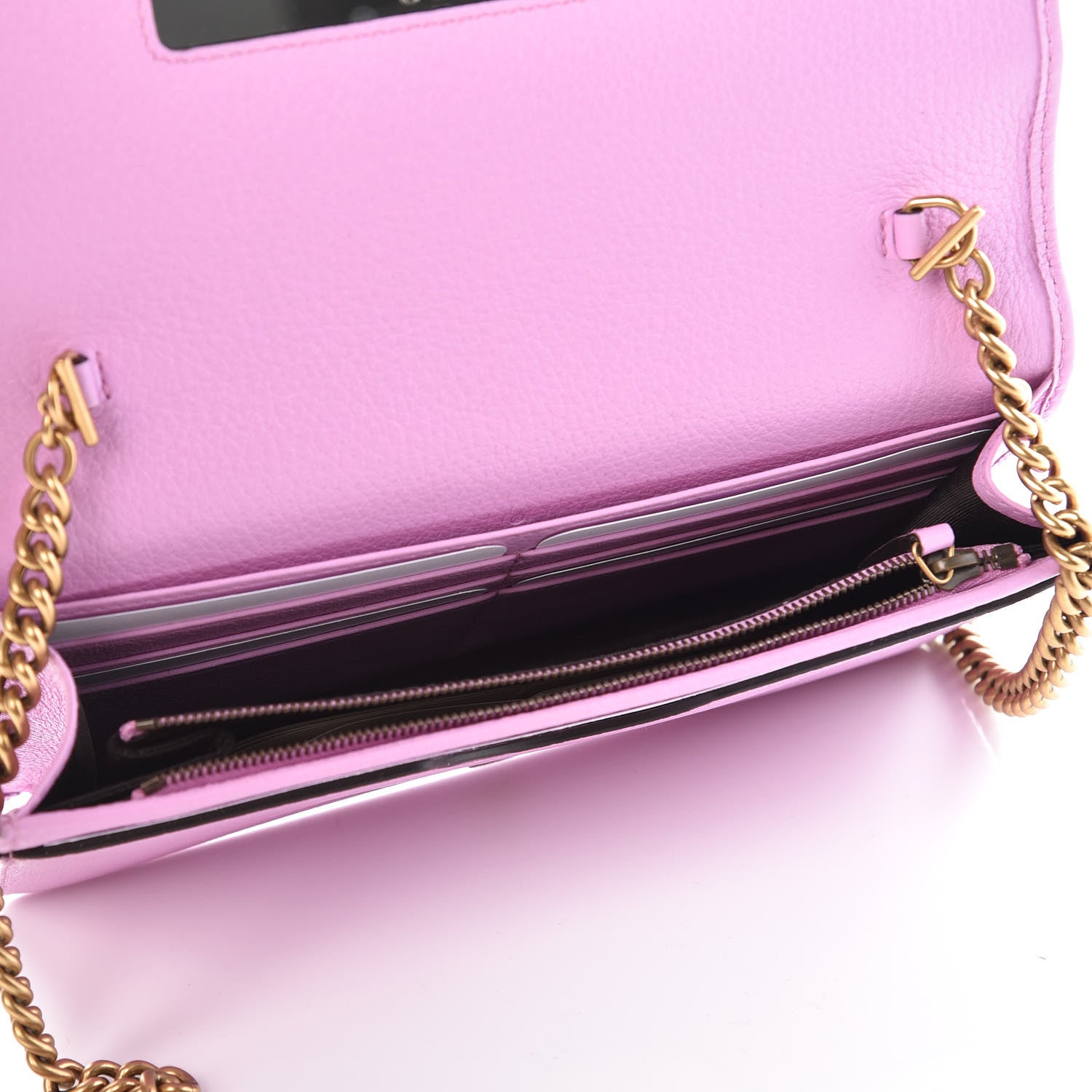 Gucci Calfskin Marquise Crystals Mini GG Chain Wallet Malva 5 of 7