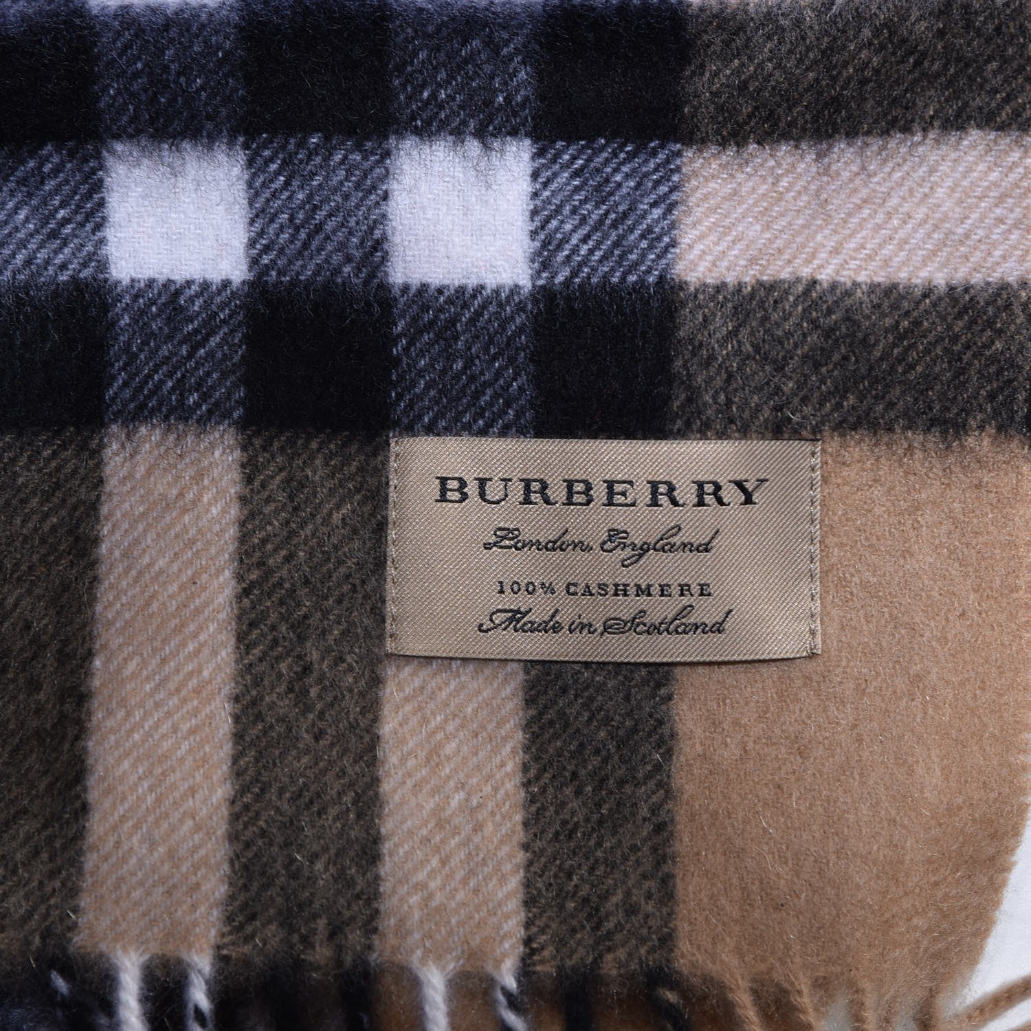 Burberry Cashmere Giant Check Fringe Scarf Camel 5 of 5