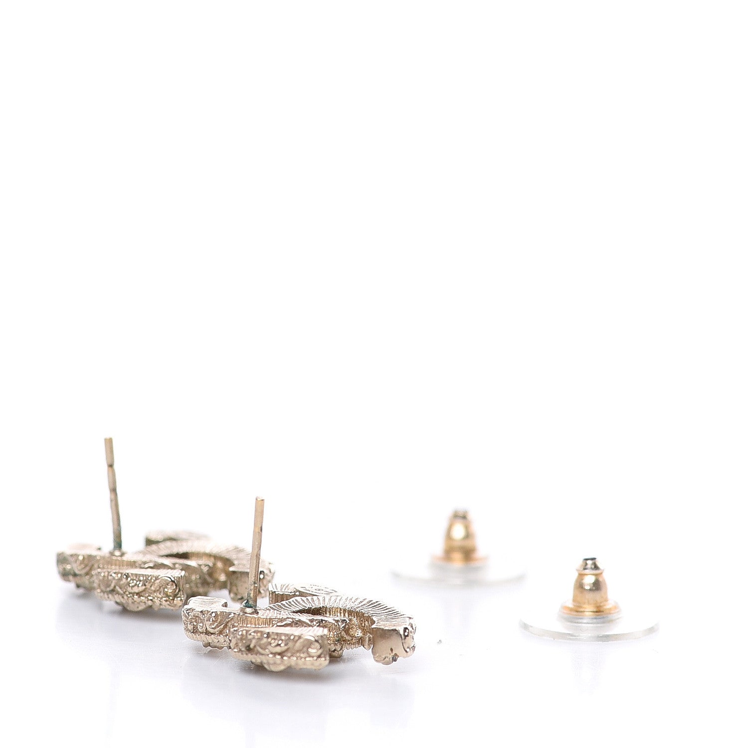 Chanel Enamel CC Baroque Earrings Black Gold 5 of 5