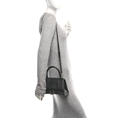 Balenciaga Grained Calfskin Small Hourglass Top Handle Bag Black 2 of 10
