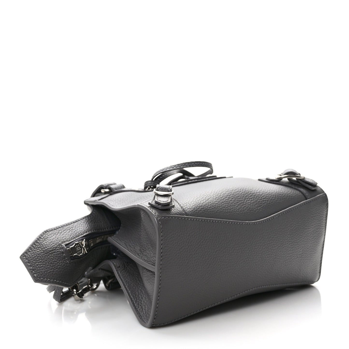 Grained Calfskin Neo Classic Silver Hardware Mini City Dark Grey