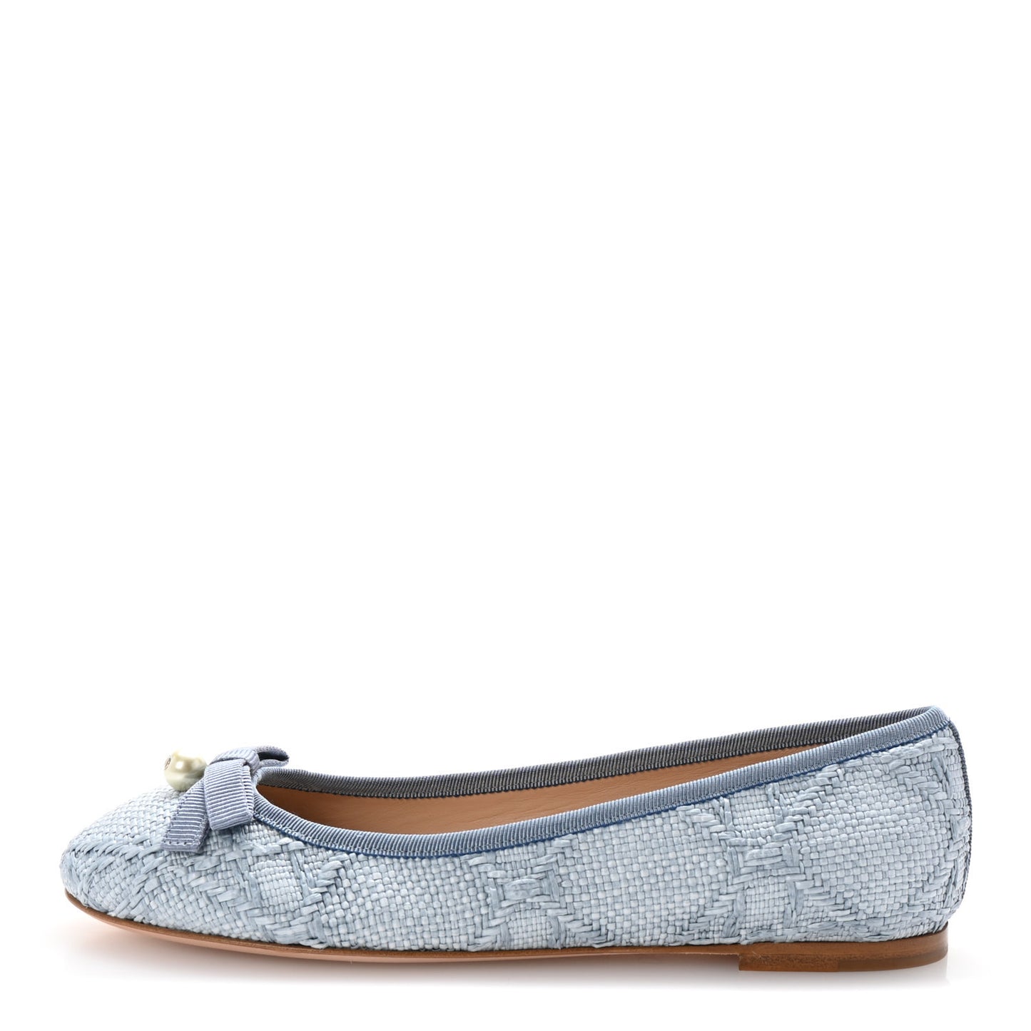 Raffia Cannage Ballet Flat 36 Bleu Pastel