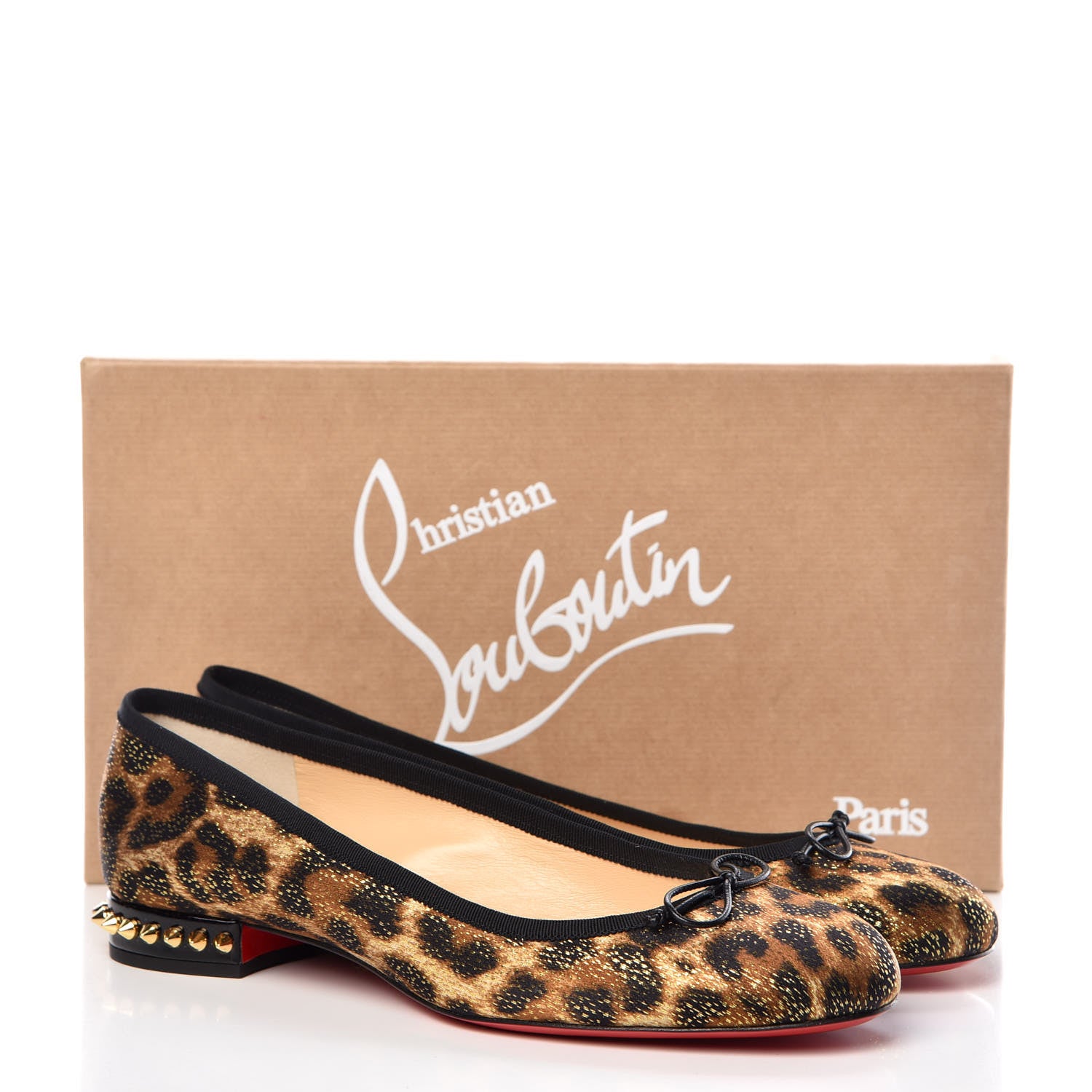 Christian Louboutin Lurex Leopard La Massine Flats 39.5 Black Gold 8 of 8