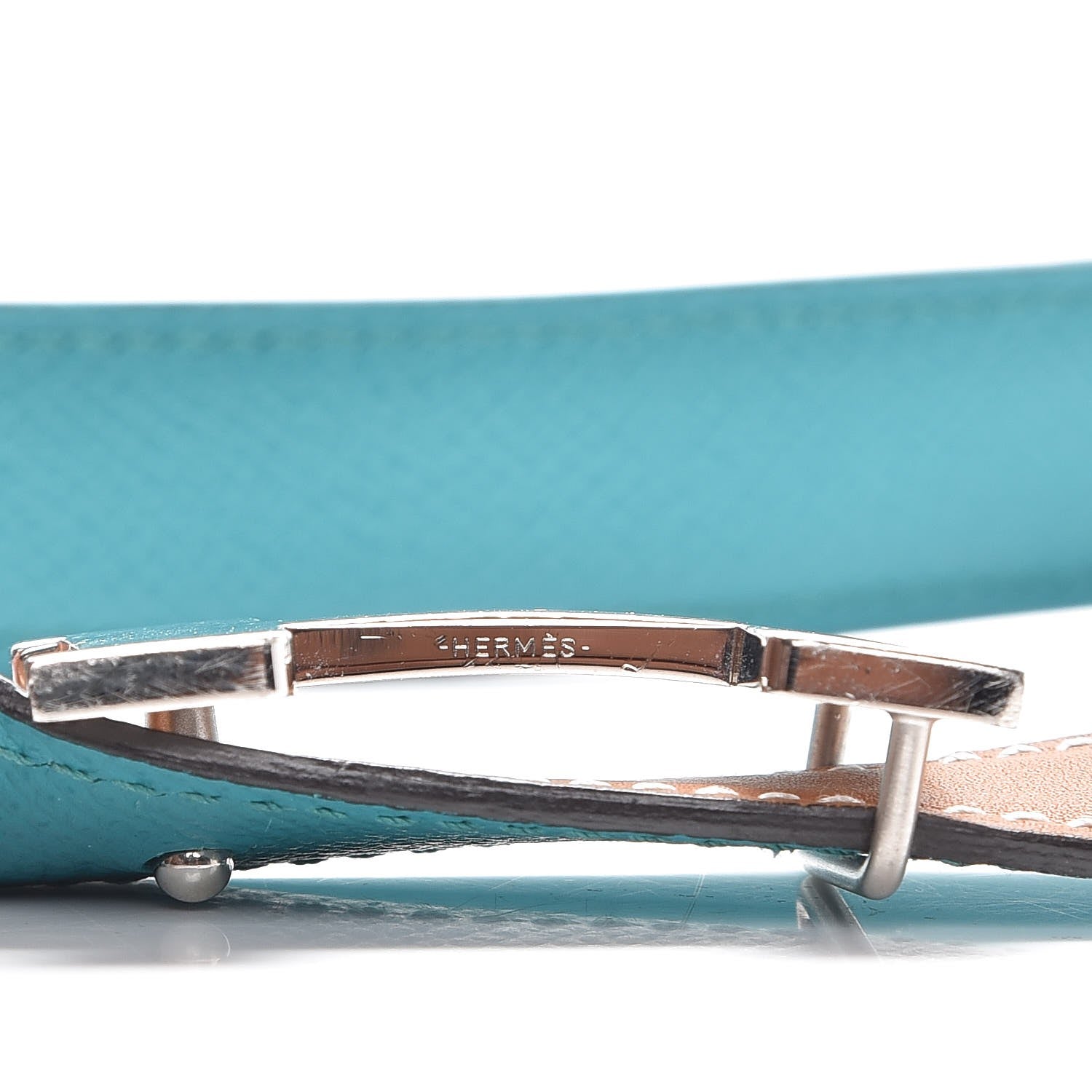 Hermes Swift Epsom 24mm H Belt 85 Gold Bleu Paon 6 of 19