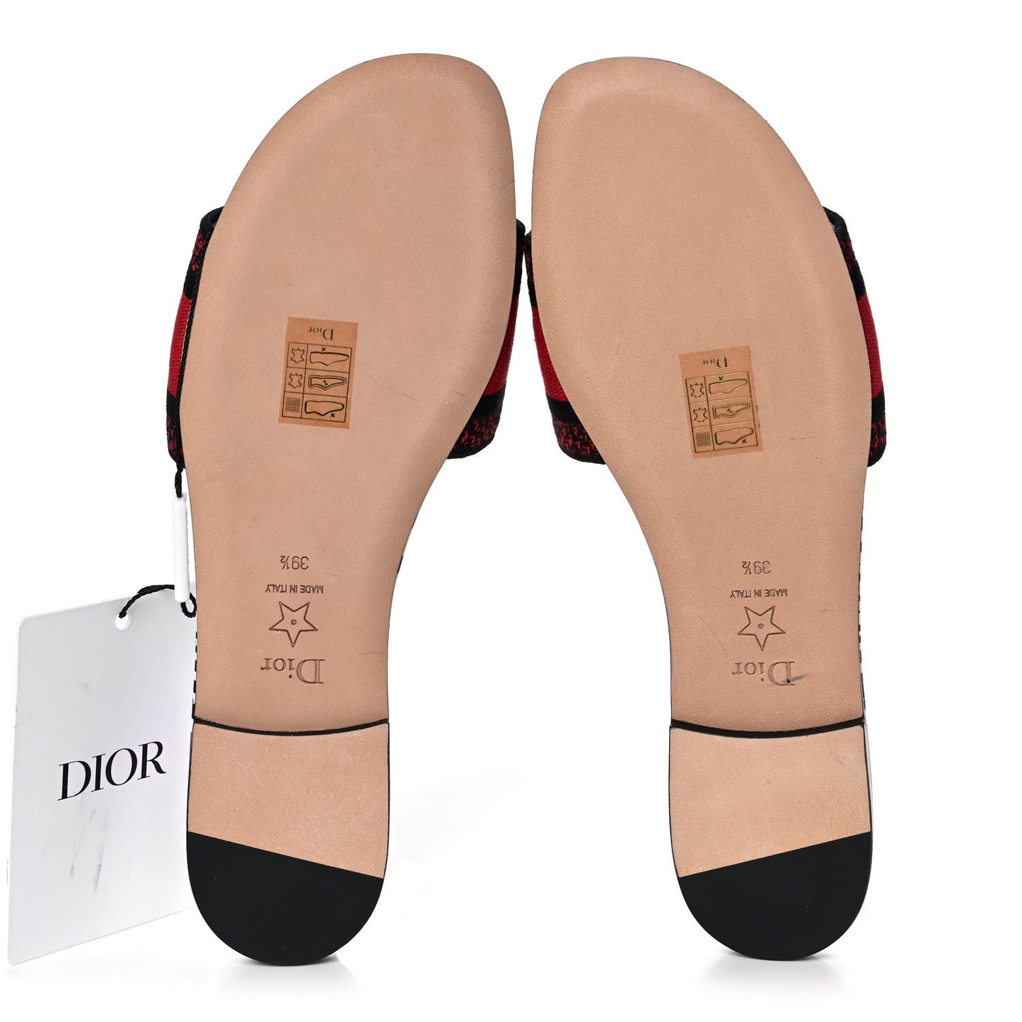 Canvas Cupidon Embroidered Dway Flat Slide Sandals 39.5 Black Red