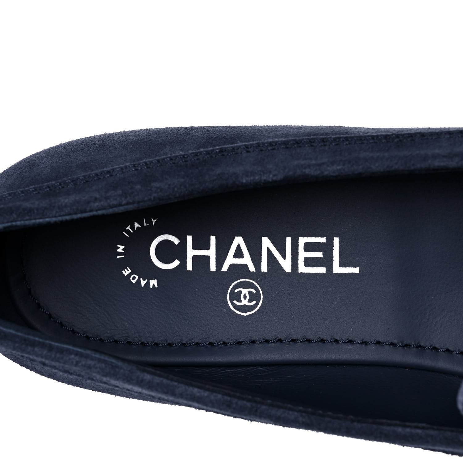 Chanel Suede Calfskkin CC Chain Mocassin Loafers 39 Dark Blue 7 of 9