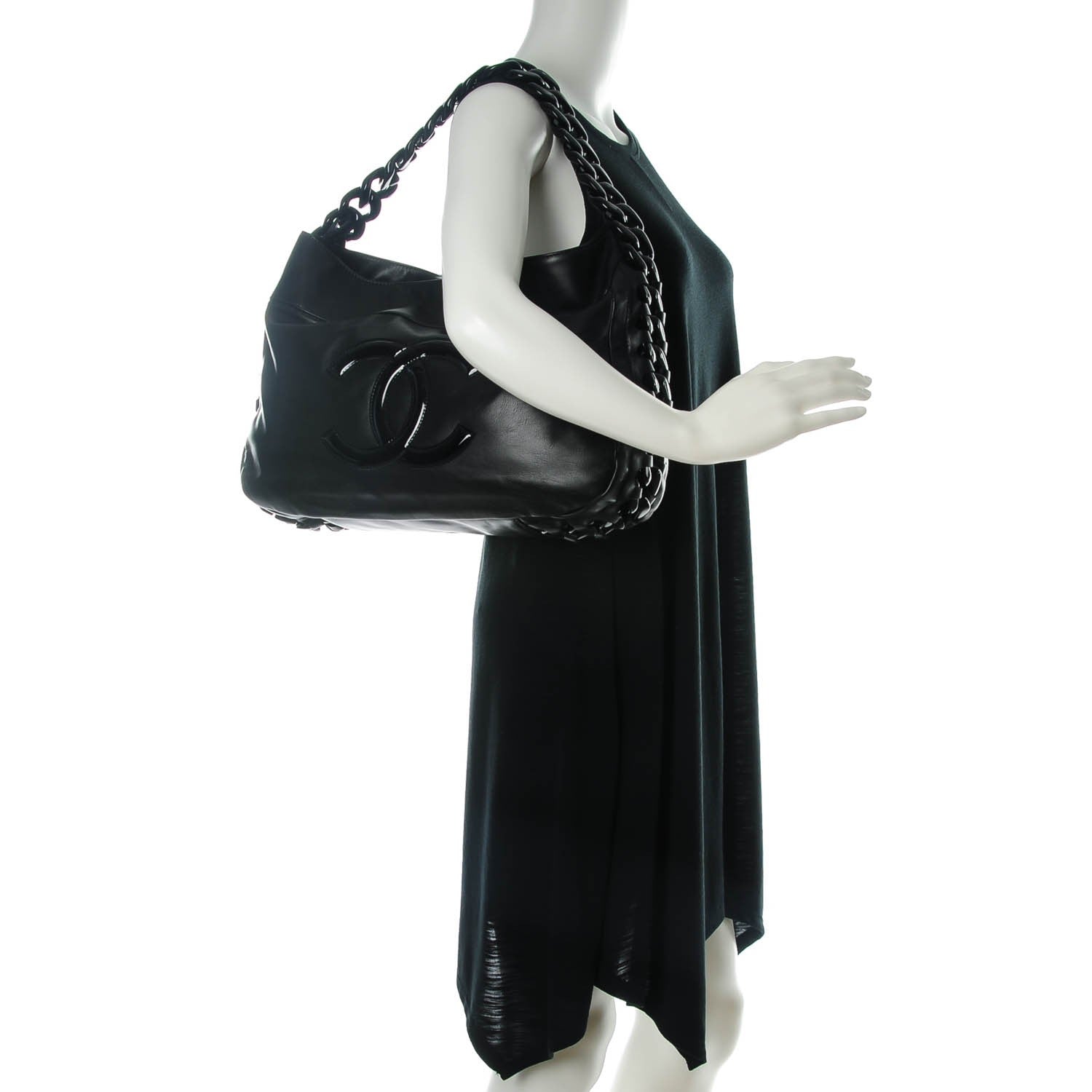 Chanel Calfskin Modern Chain Rhodoid Hobo Black 2 of 7