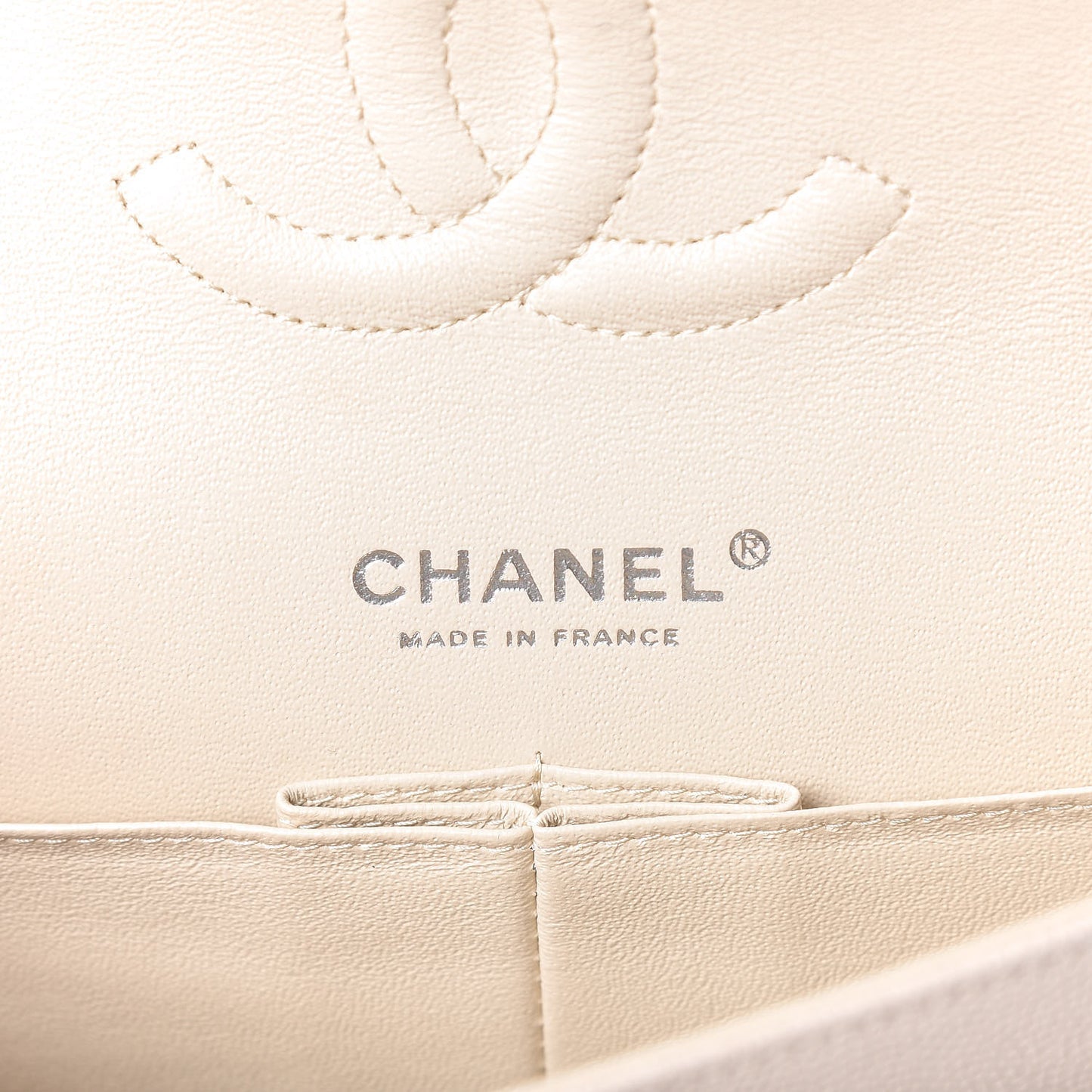 Caviar Quilted Medium Double Flap Light Beige
