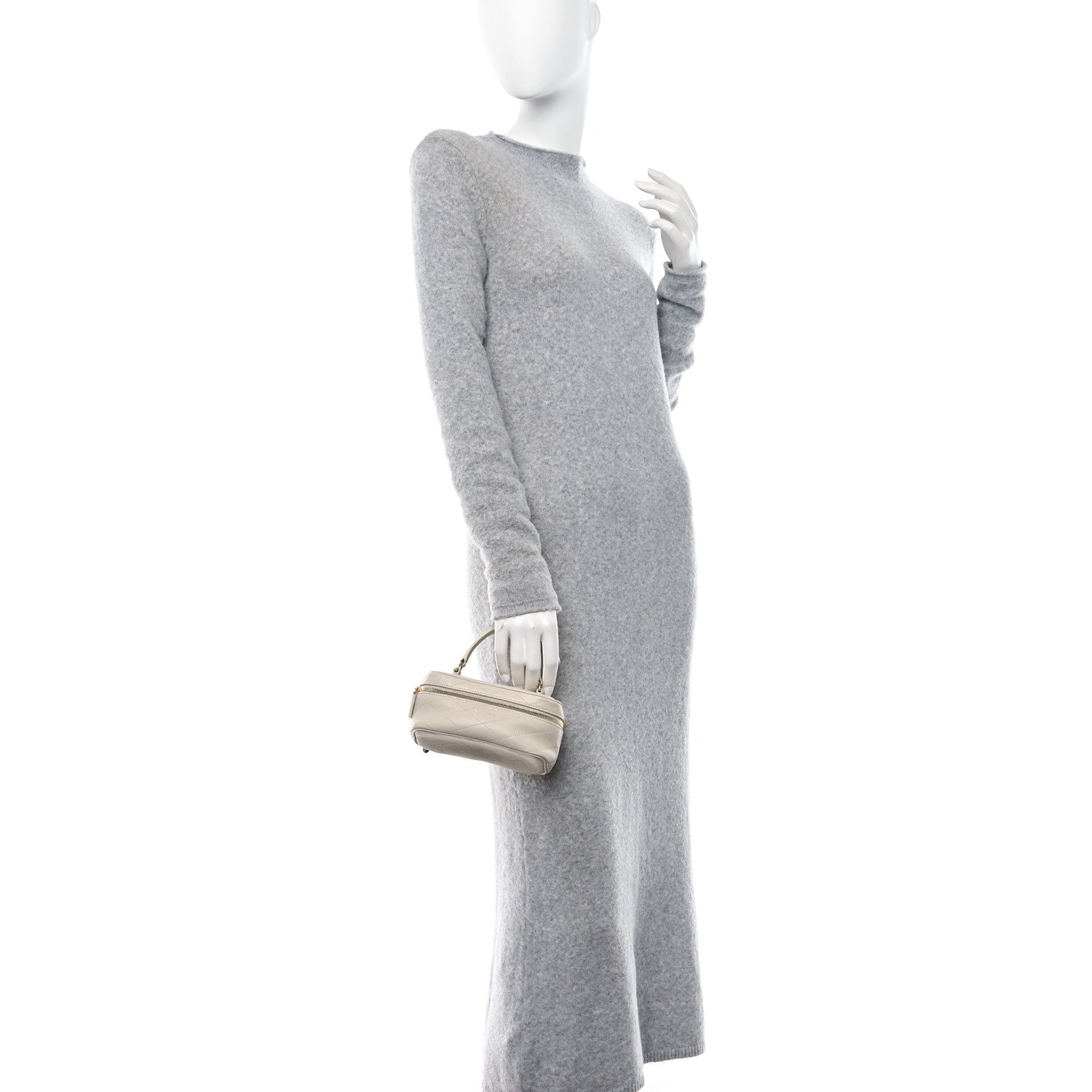 Saint Laurent Grain De Poudre Quilted Vanity Bag Top Handle Crema Soft 2 of 12