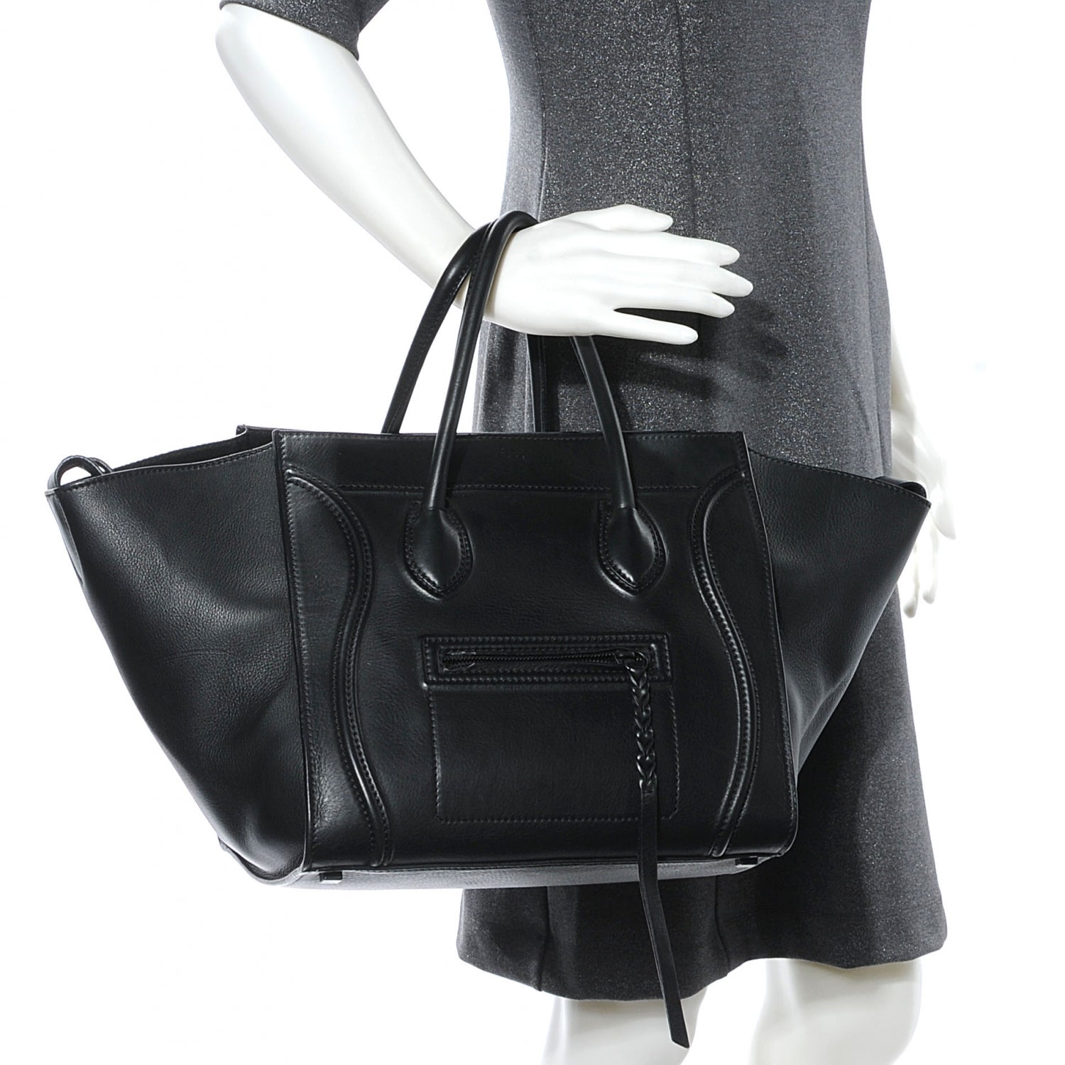 Celine Smooth Calfskin Medium Phantom Luggage Black 2 of 8
