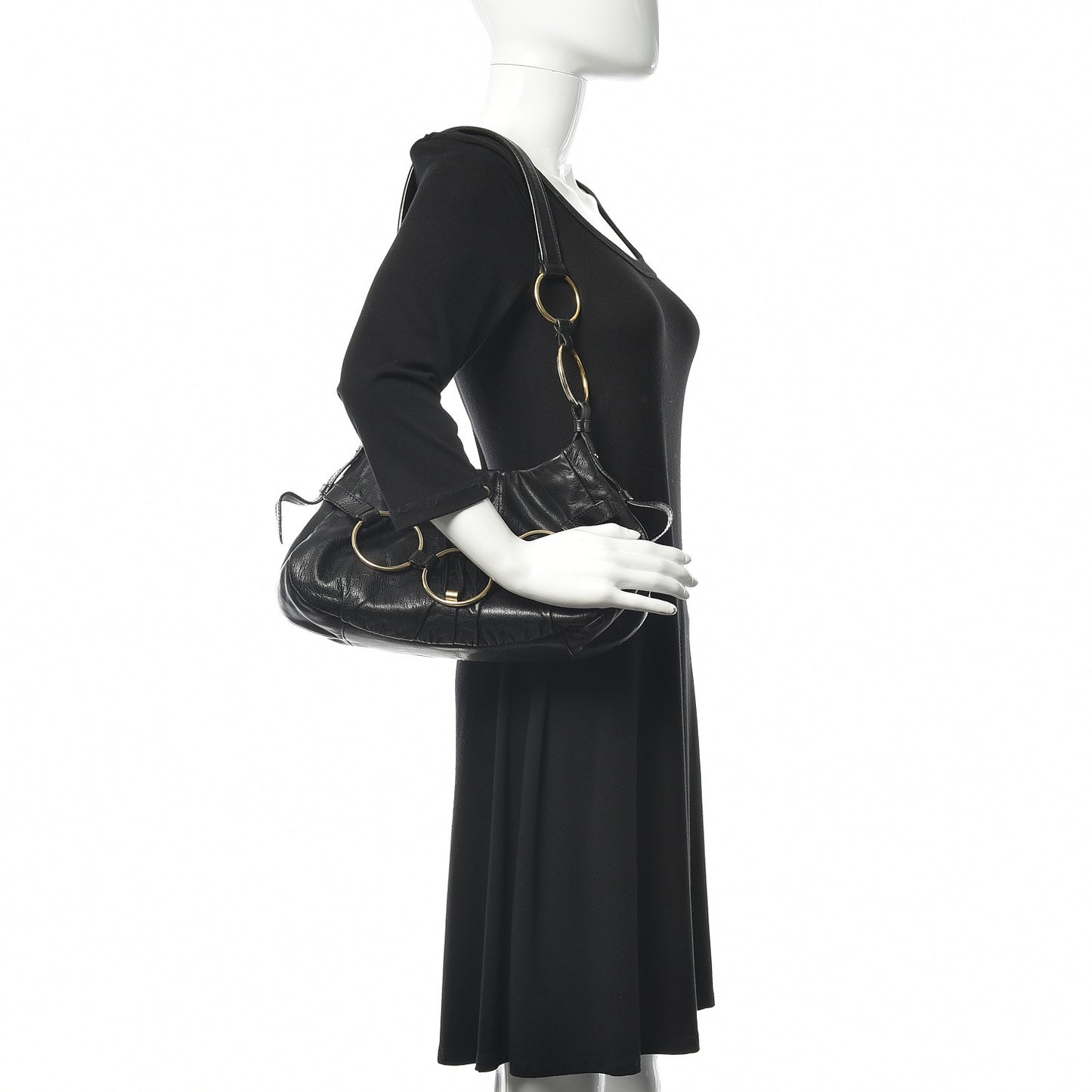 Calfskin Saharienne Shoulder Bag Black