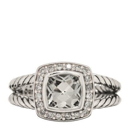 David Yurman Sterling Silver Diamond Prasiolite 7mm Petite Albion Ring 54 7 1 of 4