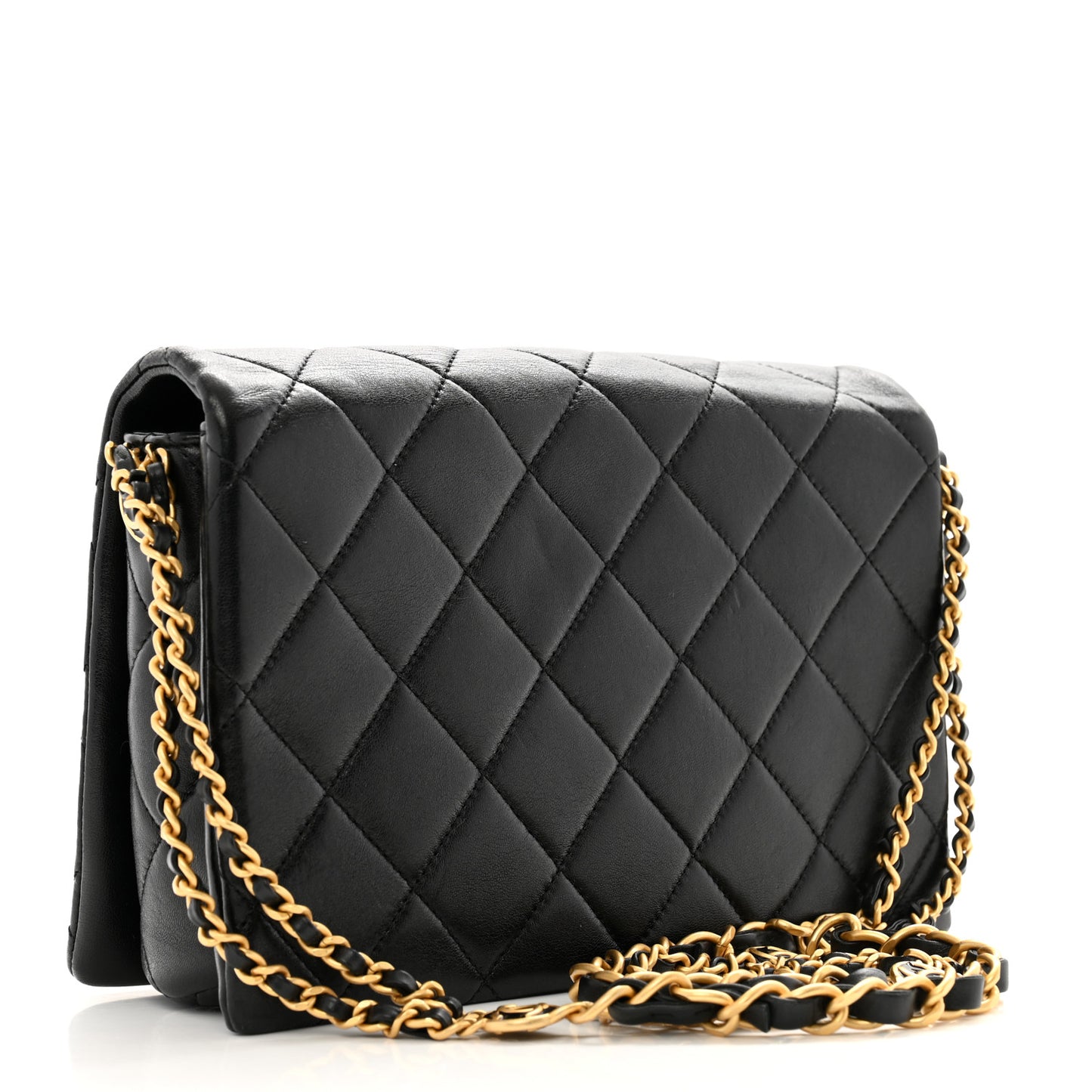 Lambskin Quilted Enamel CC Chain Flap Black