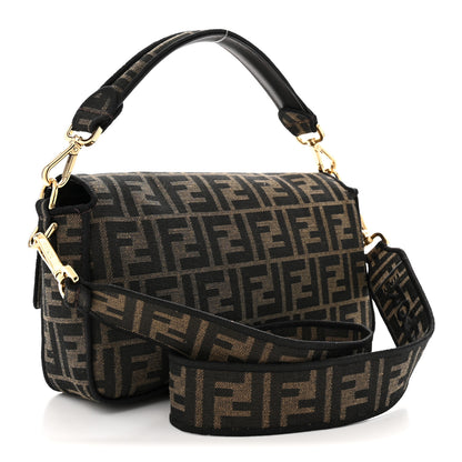 Fendi Fabric Jacquard FF 1974 Medium Baguette Tobacco Moro Black 3 of 10