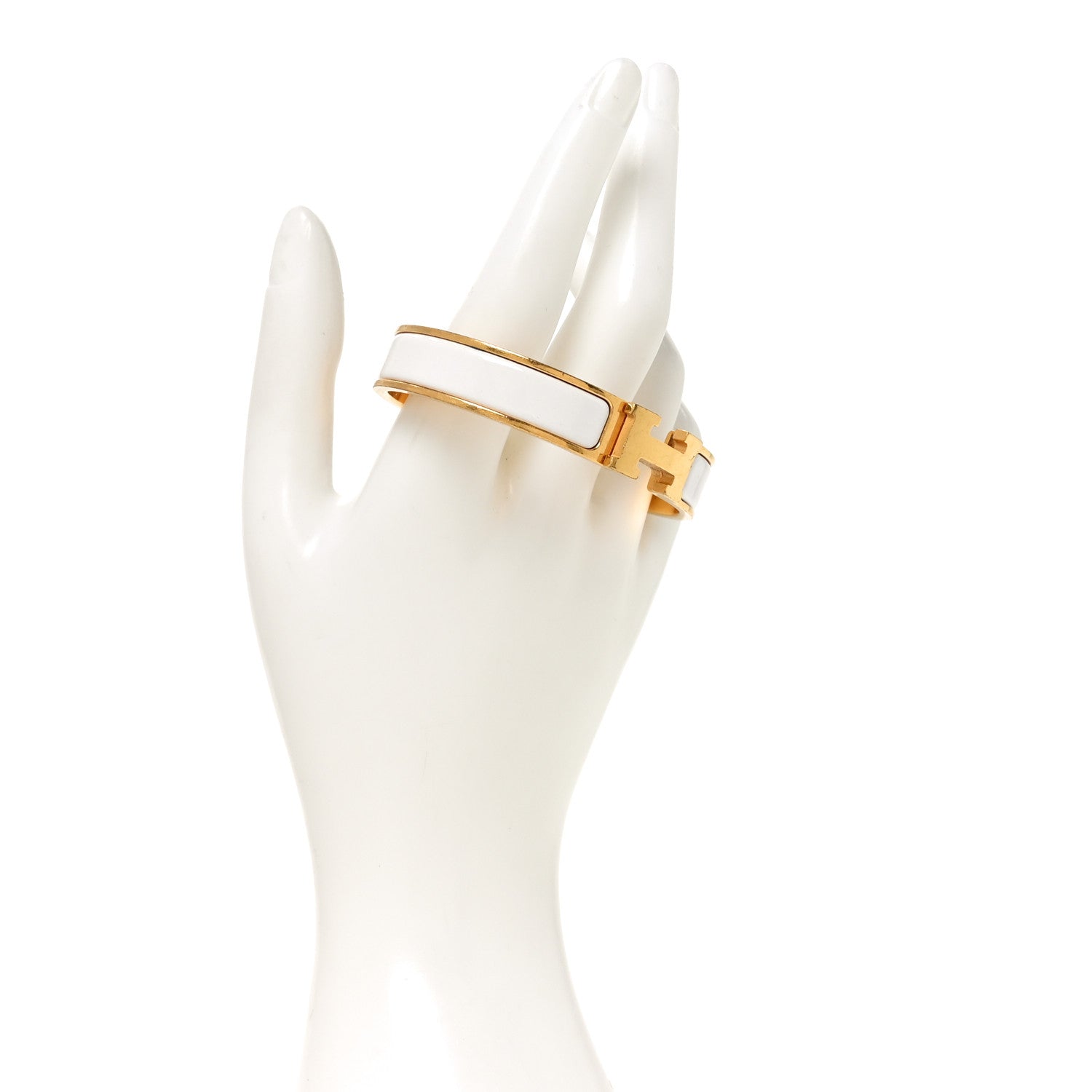 Hermes Enamel Narrow Clic Clac H Bracelet GM White 2 of 4