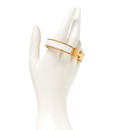 Hermes Enamel Narrow Clic Clac H Bracelet GM White 2 of 4