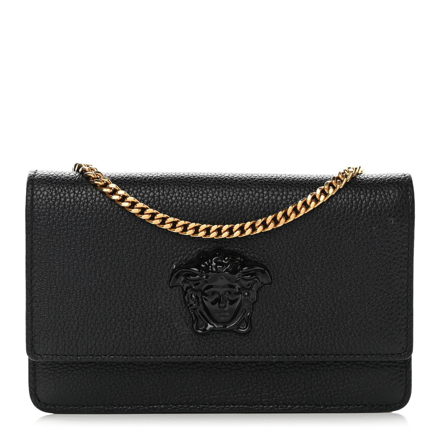 Grained Calfskin Palazzo Chain Evening Bag Black