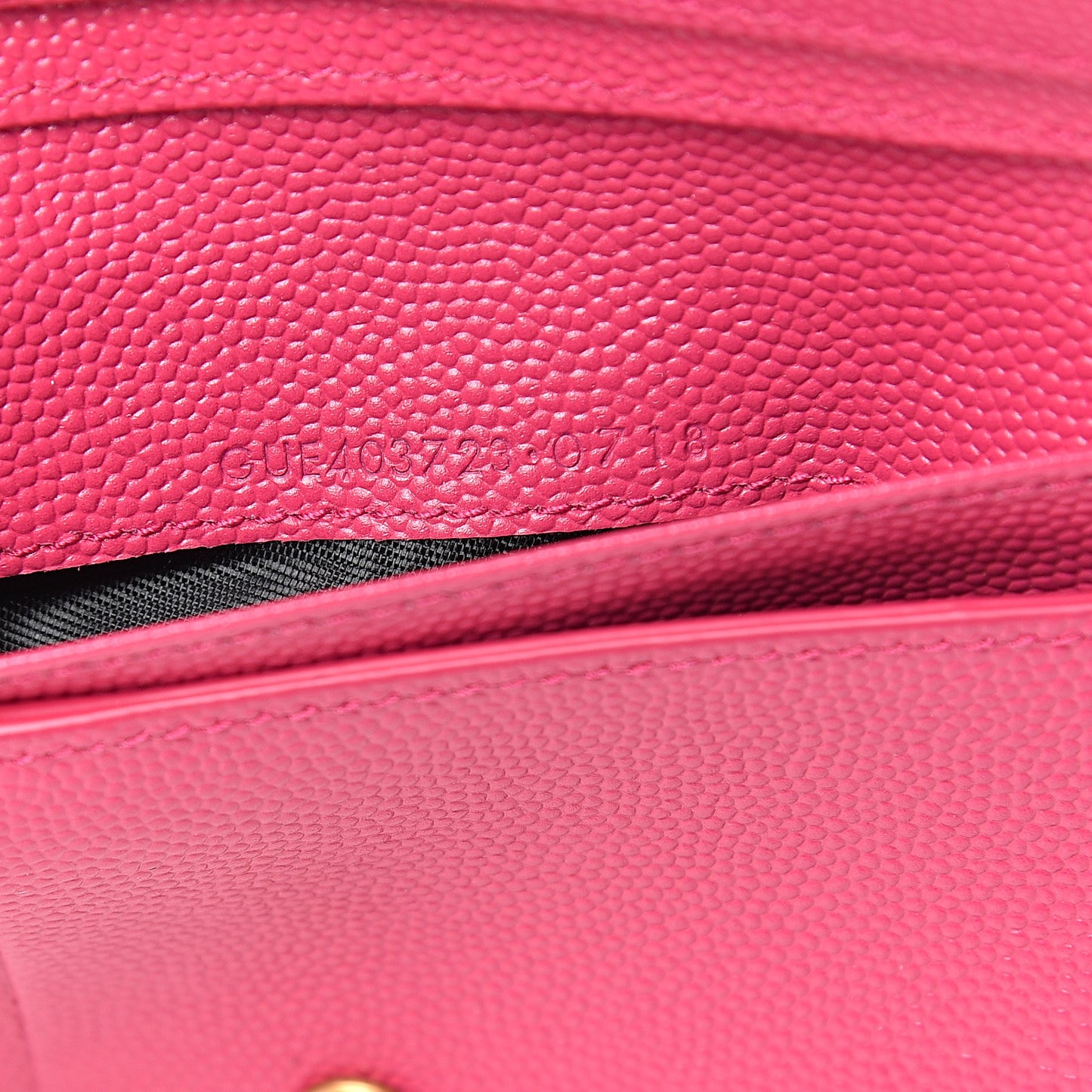 Grain De Poudre Matelasse Chevron Monogram Compact Zip Around Wallet Fuchsia