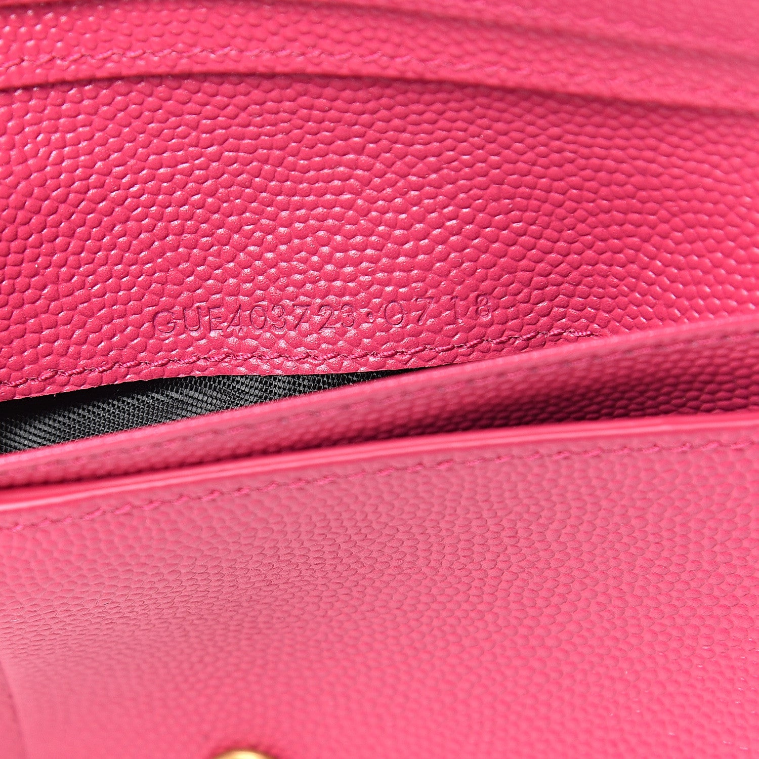 Saint Laurent Grain De Poudre Matelasse Chevron Monogram Compact Zip Around Wallet Fuchsia 8 of 9