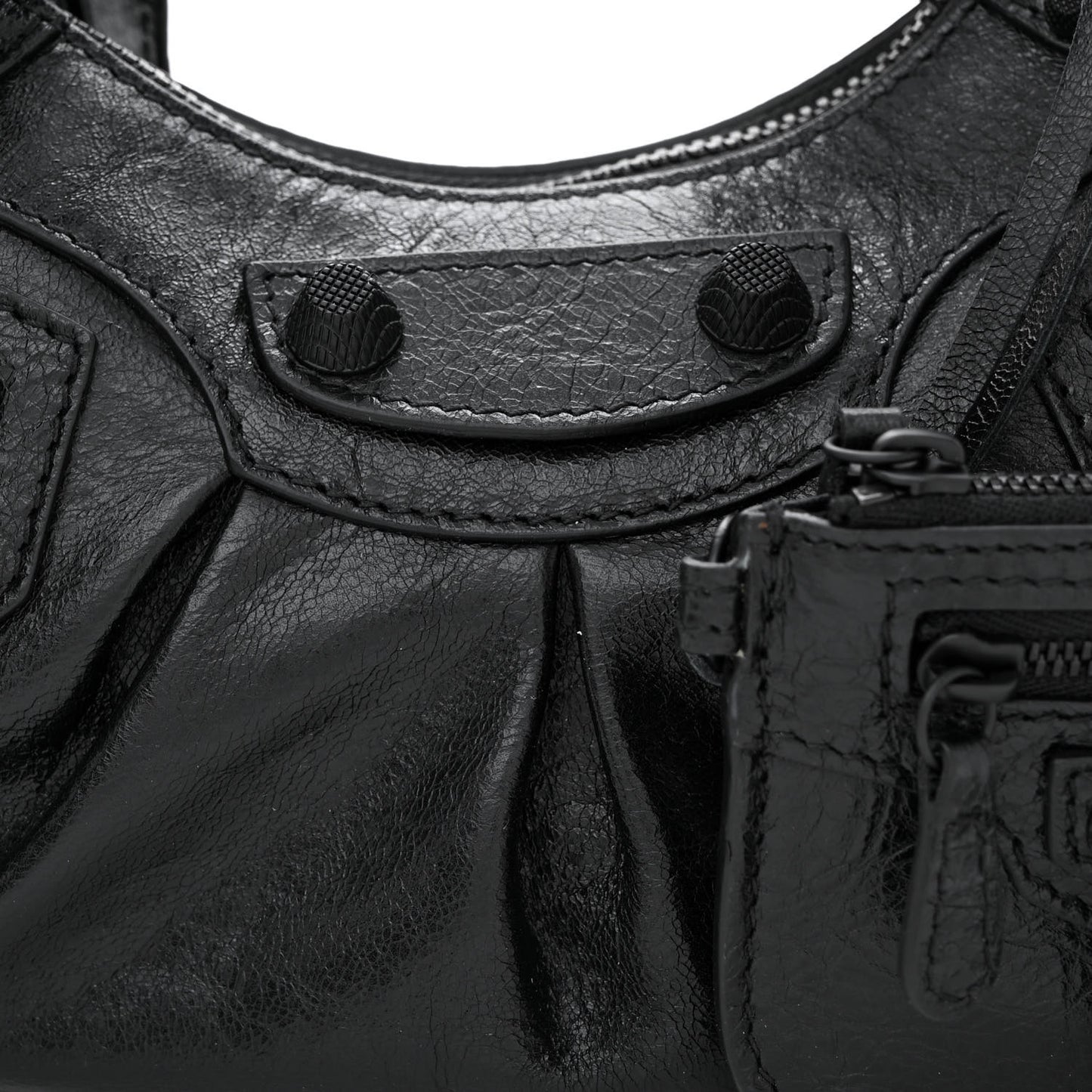 Agneau Arena Monochrome Le Cagole Shoulder Bag XS Black