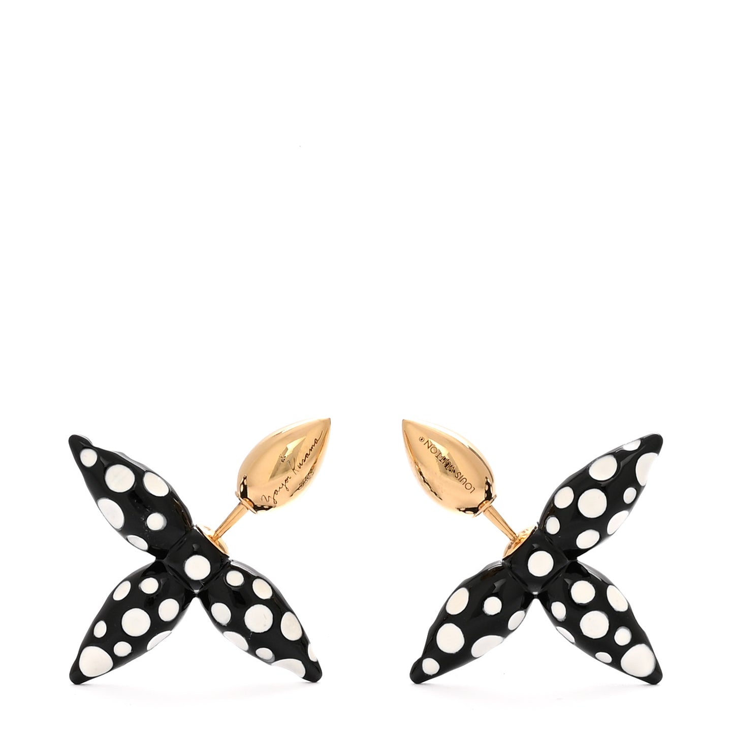 LV X YK Louisette Infinity Dot Earrings Gold Black White