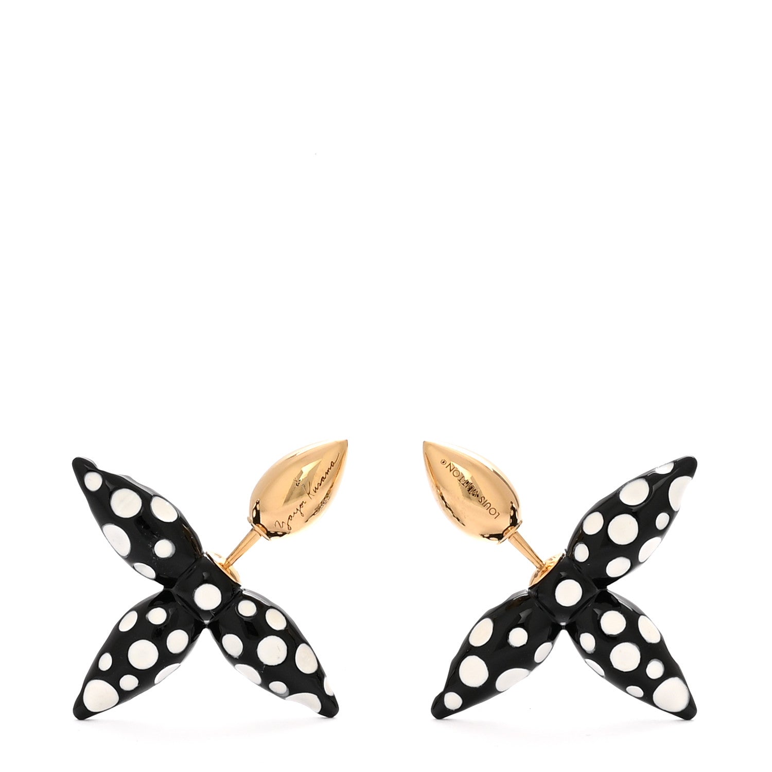 Louis Vuitton LV X YK Louisette Infinity Dot Earrings Gold Black White 1 of 7