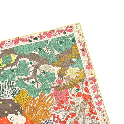 Hermes Silk Dans Les Bras De Selene Scarf 90 Vert Jaune Corail 4 of 5