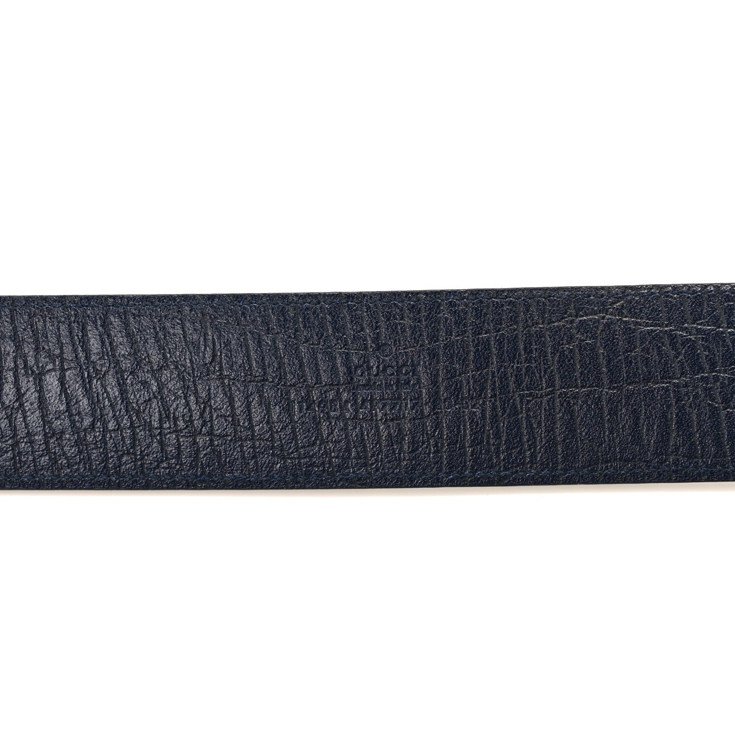 Gucci GG Supreme Monogram Selleria Calfskin Interlocking G 40mm Belt 80 32 Navy 3 of 4