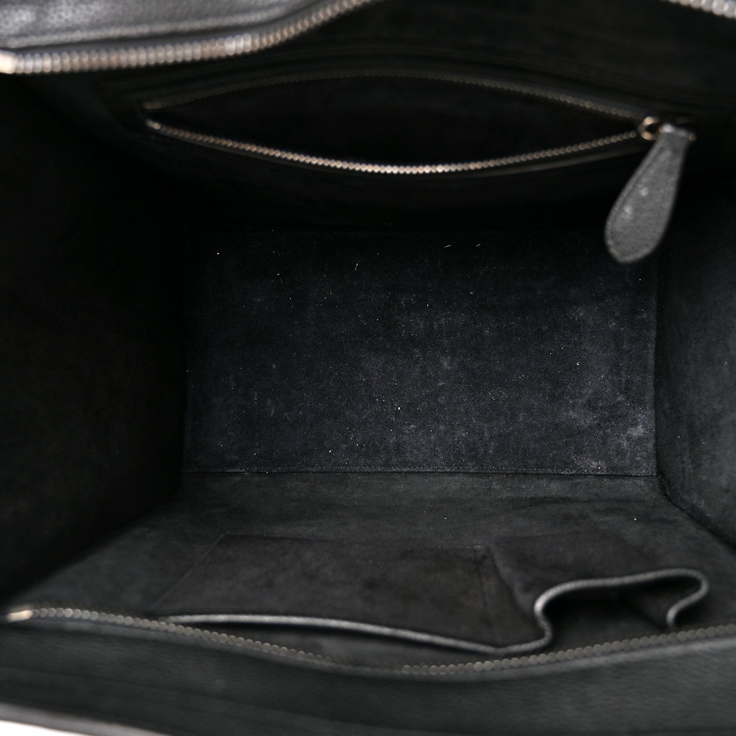 Celine Drummed Calfskin Mini Luggage Black 5 of 9