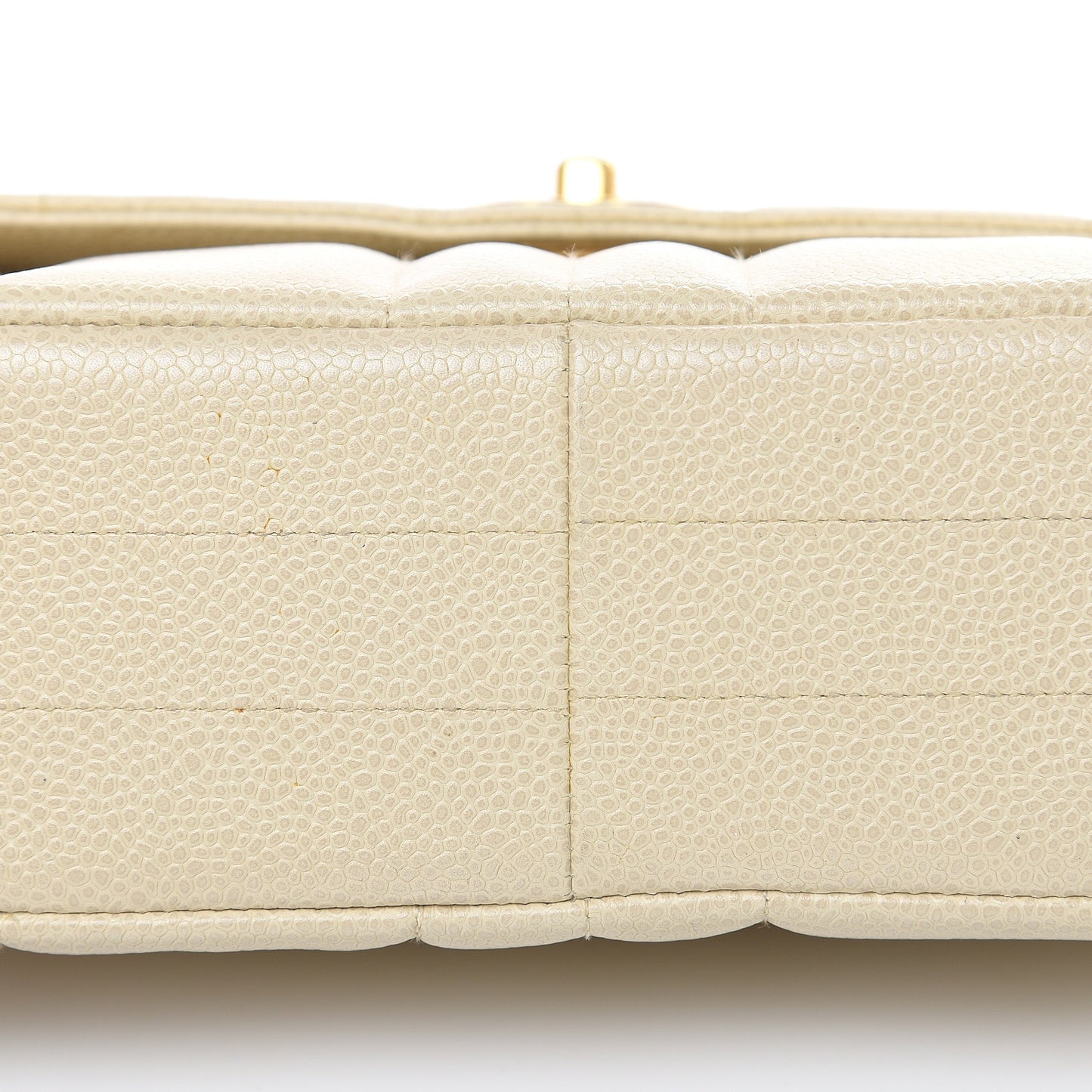 Caviar Vertical Quilted Small Single Flap Beige