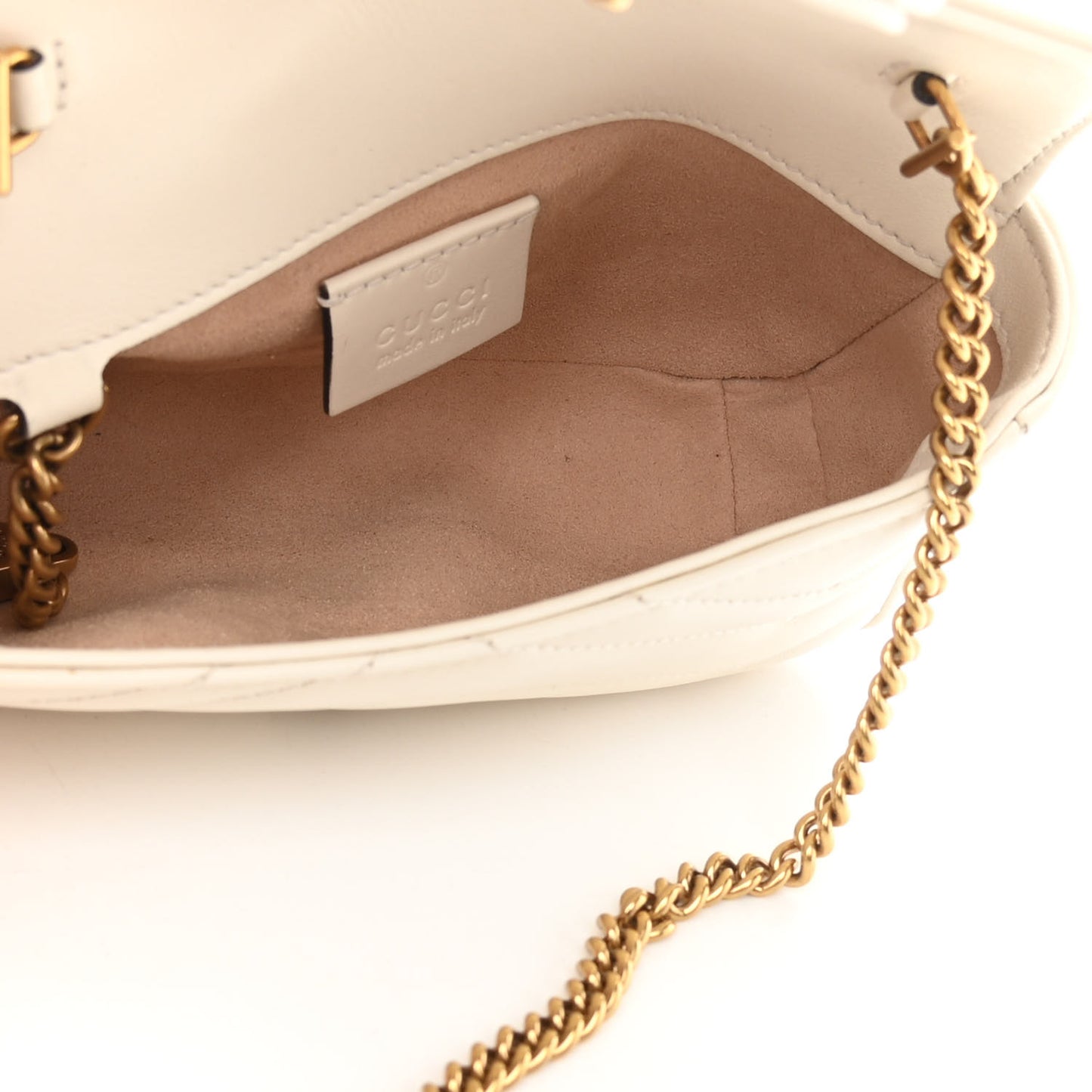 Calfskin Matelasse Super Mini GG Marmont Shoulder Bag White