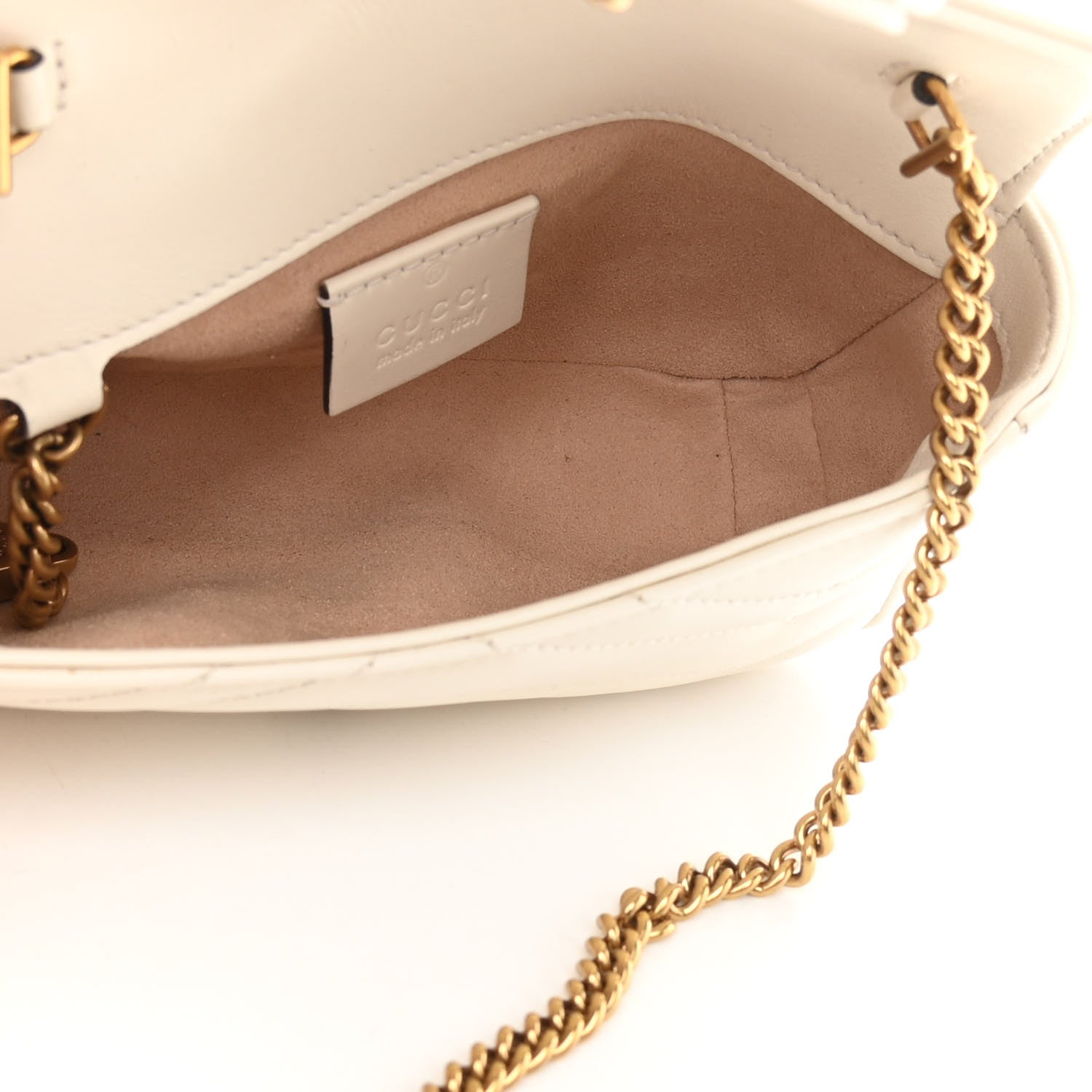Gucci Calfskin Matelasse Super Mini GG Marmont Shoulder Bag White 5 of 11