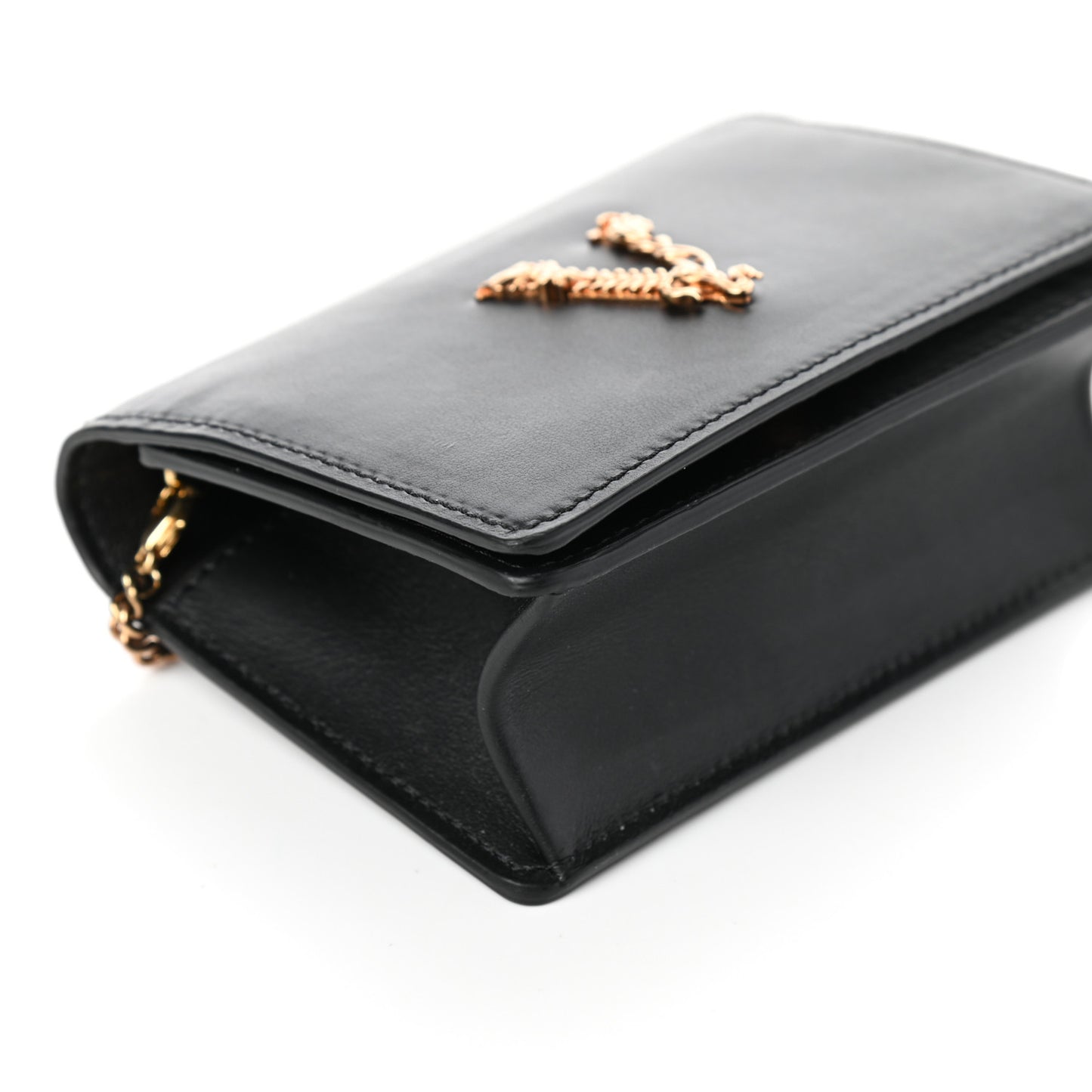 Vitello Mini Virtus Chain Clutch Black