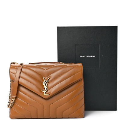 Saint Laurent Calfskin Y Quilted Monogram Medium Loulou Chain Satchel Dark Natural 13 of 13